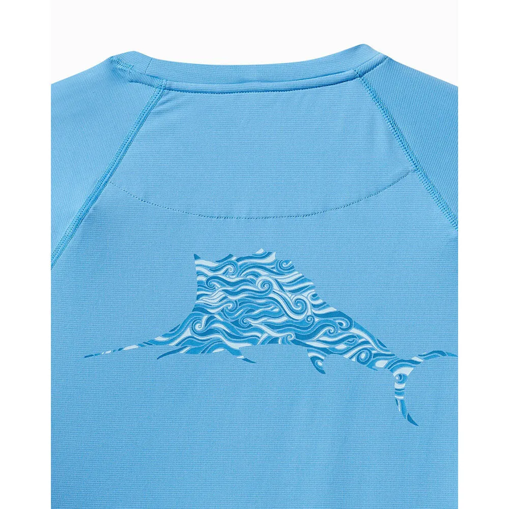 Tommy Bahama Men's IslandZone Chill Time Surf Crew Long Sleeve Rash Guard T-Shirt - Infinity Pool Mens Tommy Bahama