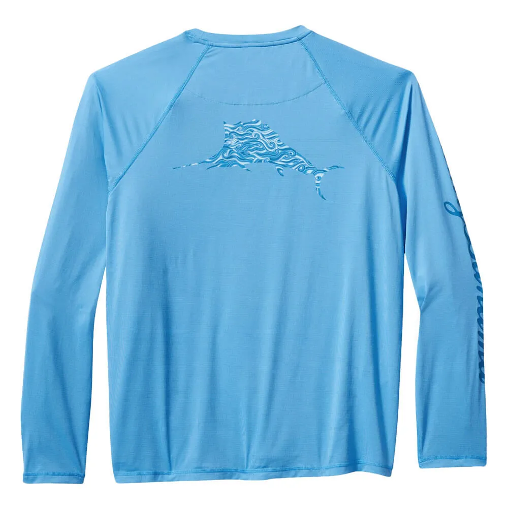 Tommy Bahama Men's IslandZone Chill Time Surf Crew Long Sleeve Rash Guard T-Shirt - Infinity Pool Mens Tommy Bahama