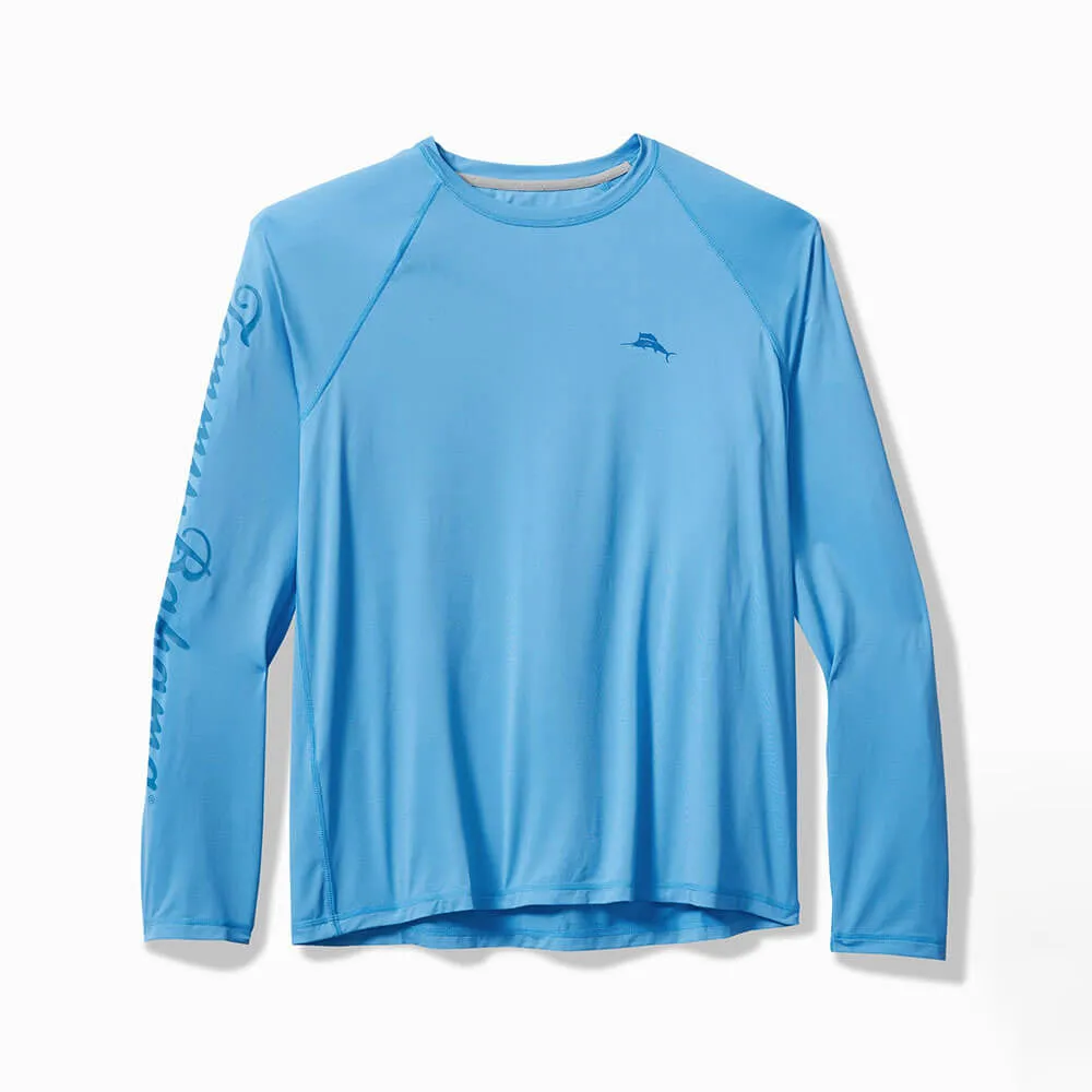 Tommy Bahama Men's IslandZone Chill Time Surf Crew Long Sleeve Rash Guard T-Shirt - Infinity Pool Mens Tommy Bahama