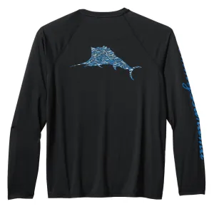 Tommy Bahama Men's IslandZone Chill Time Surf Crew Long Sleeve Rash Guard T-Shirt - Jet Black Mens Tommy Bahama