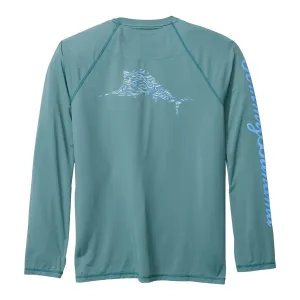 Tommy Bahama Men's IslandZone Chill Time Surf Crew Long Sleeve Rash Guard T-Shirt - Seven Seas Mens Tommy Bahama