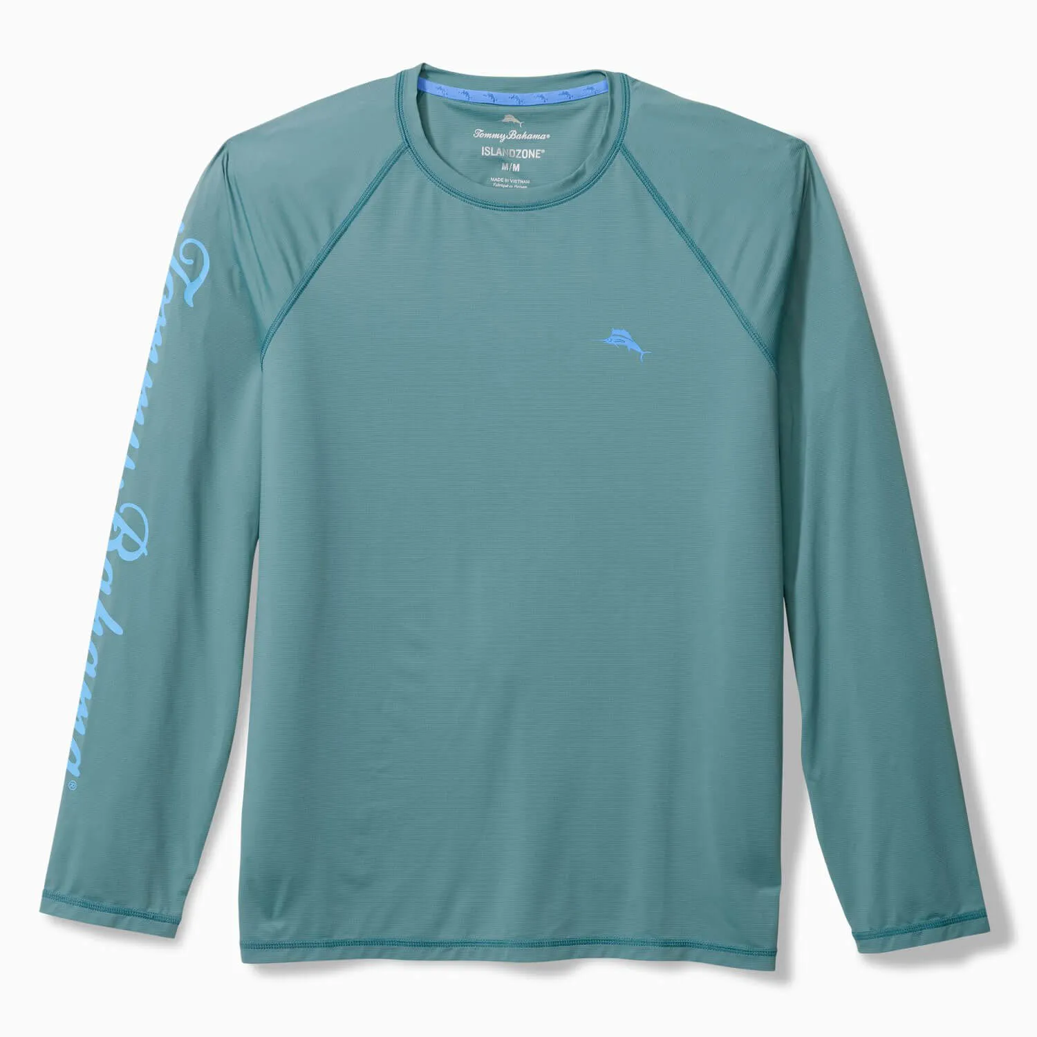 Tommy Bahama Men's IslandZone Chill Time Surf Crew Long Sleeve Rash Guard T-Shirt - Seven Seas Mens Tommy Bahama