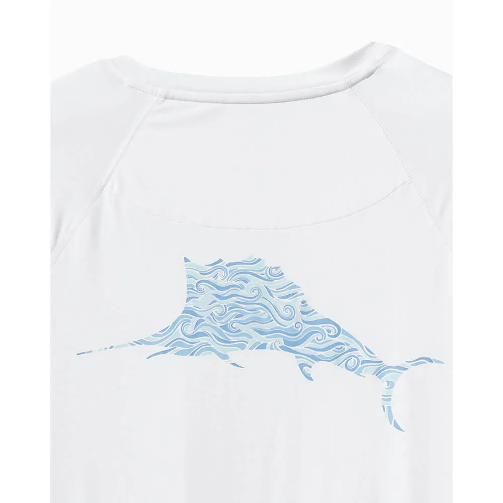 Tommy Bahama Men's IslandZone Chill Time Surf Crew Long Sleeve Rash Guard T-Shirt - White Mens Tommy Bahama