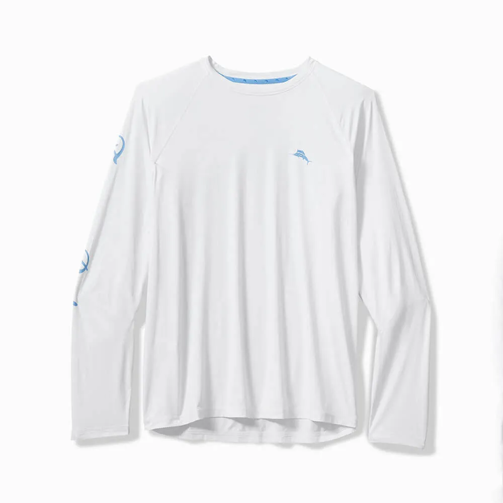 Tommy Bahama Men's IslandZone Chill Time Surf Crew Long Sleeve Rash Guard T-Shirt - White Mens Tommy Bahama