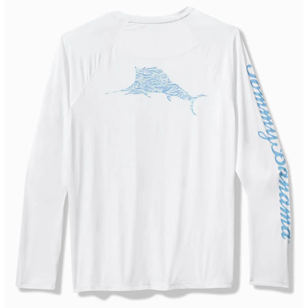 Tommy Bahama Men's IslandZone Chill Time Surf Crew Long Sleeve Rash Guard T-Shirt - White Mens Tommy Bahama