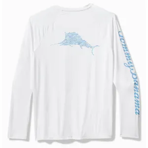 Tommy Bahama Men's IslandZone Chill Time Surf Crew Long Sleeve Rash Guard T-Shirt - White Mens Tommy Bahama