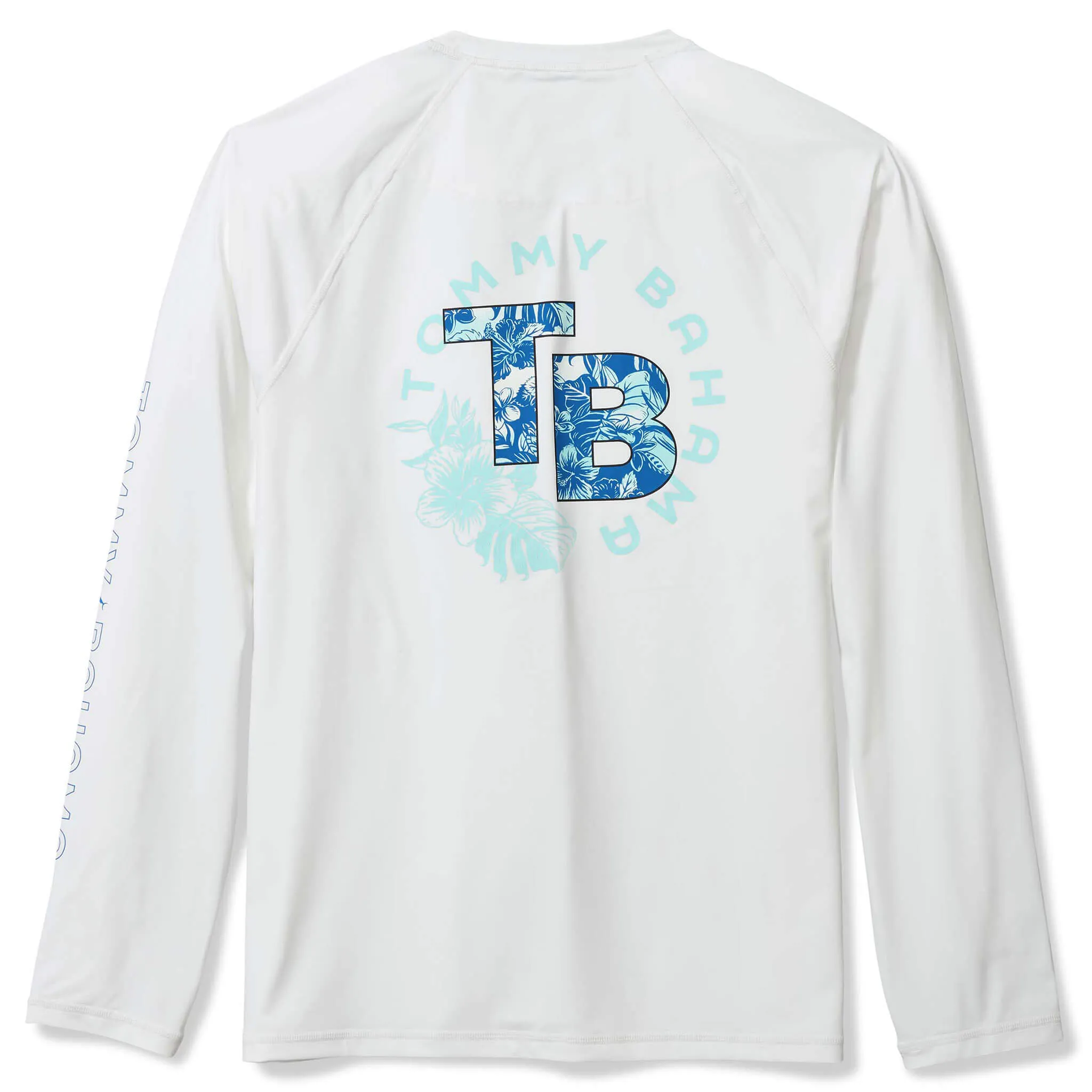 Tommy Bahama Men's IslandZone Chill Time Tropics Crew Long Sleeve Rash Guard T-Shirt - White Mens Tommy Bahama