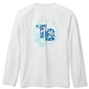 Tommy Bahama Men's IslandZone Chill Time Tropics Crew Long Sleeve Rash Guard T-Shirt - White Mens Tommy Bahama