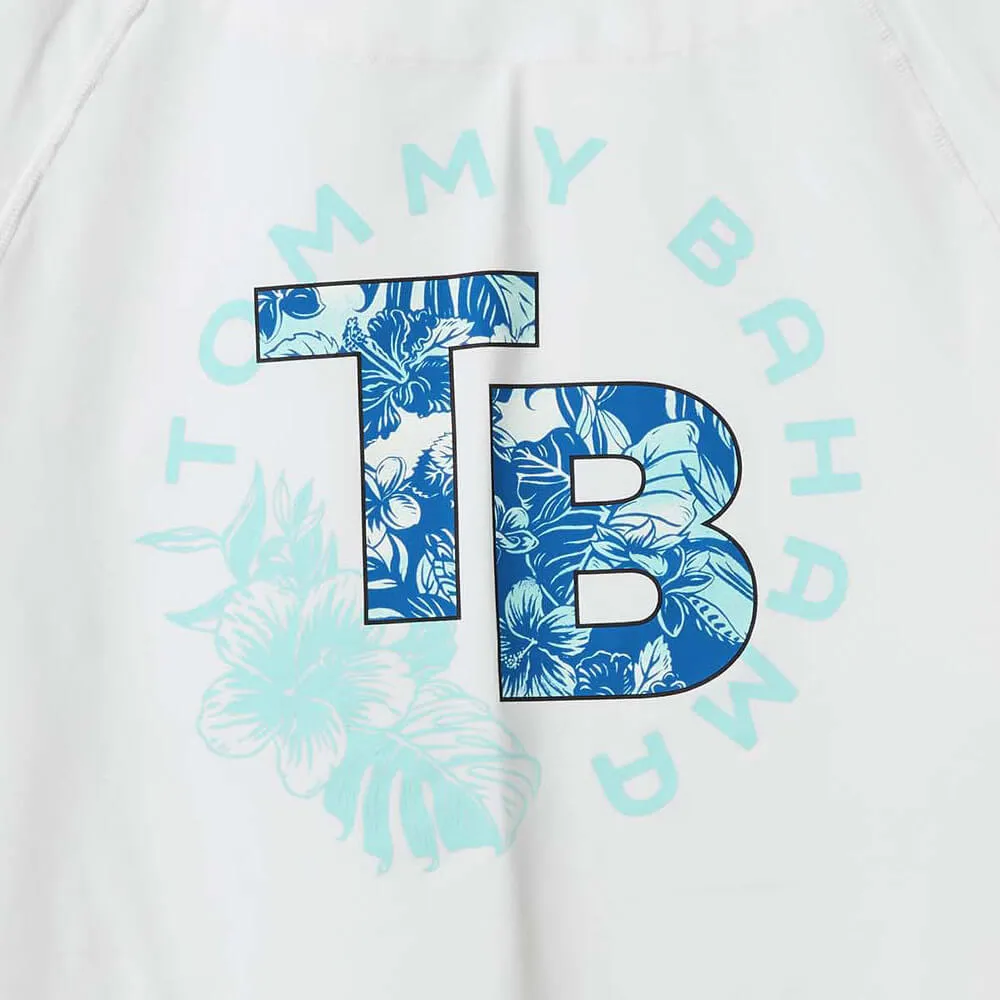Tommy Bahama Men's IslandZone Chill Time Tropics Crew Long Sleeve Rash Guard T-Shirt - White Mens Tommy Bahama