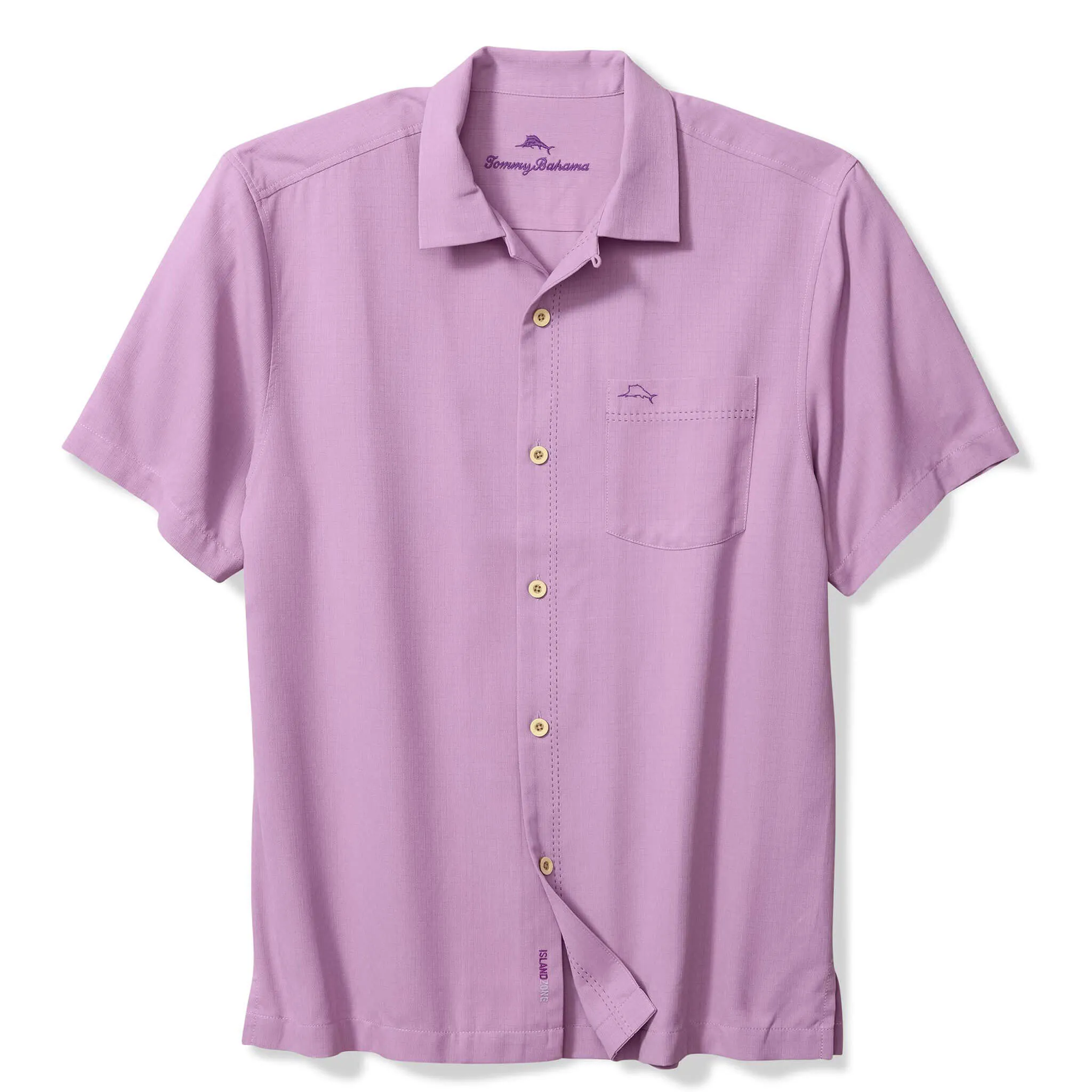 Tommy Bahama Men's IslandZone Coastal Breeze Check Camp Shirt - Lavender Haze Mens Tommy Bahama