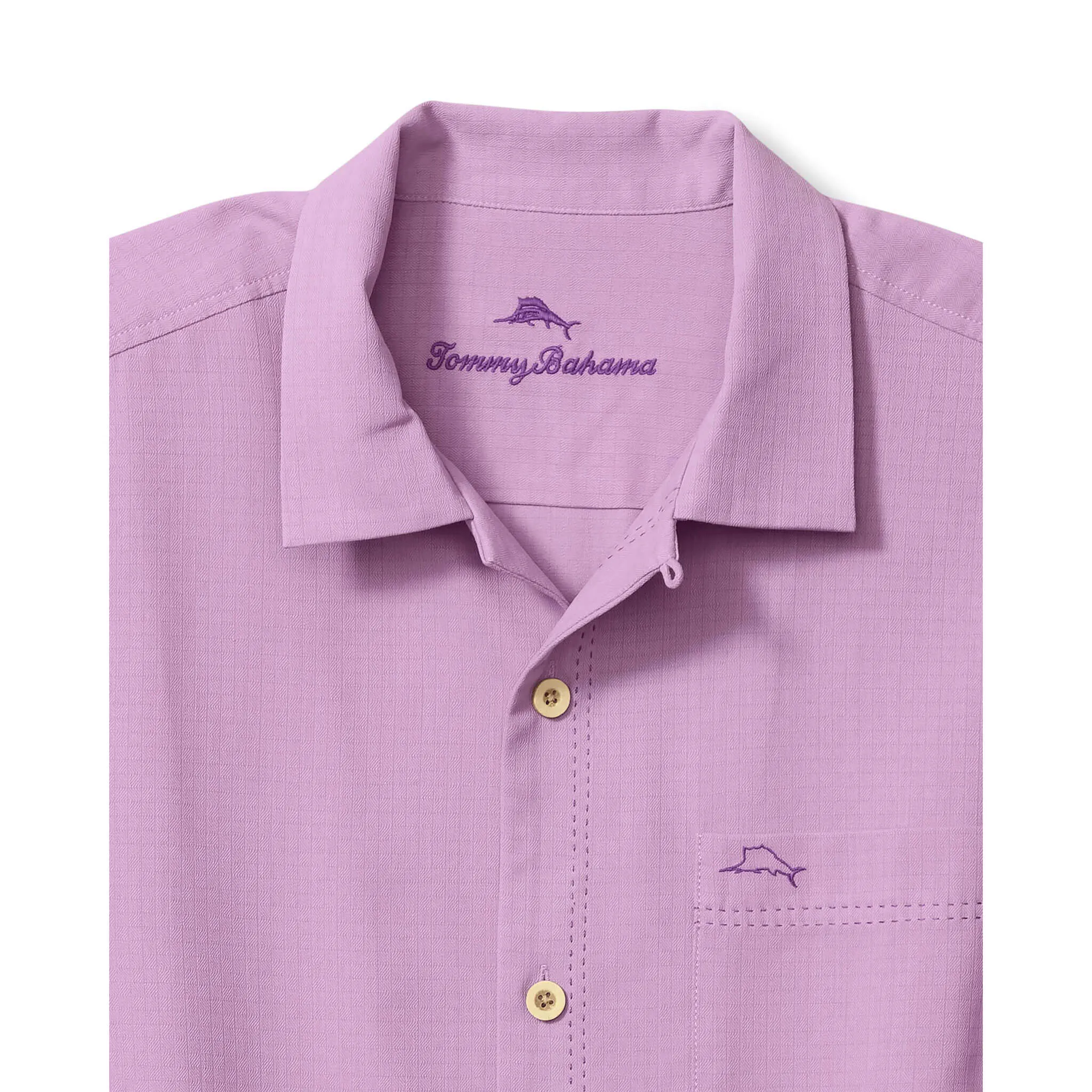 Tommy Bahama Men's IslandZone Coastal Breeze Check Camp Shirt - Lavender Haze Mens Tommy Bahama