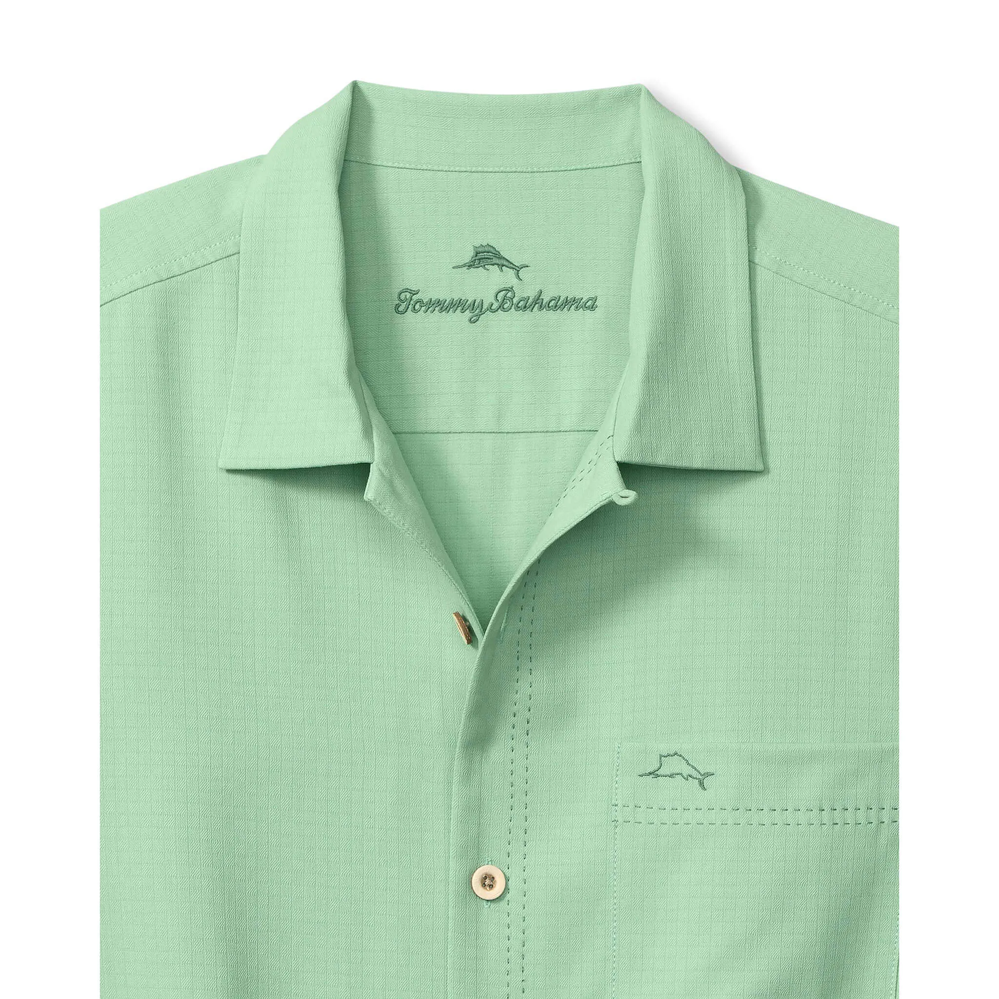 Tommy Bahama Men's IslandZone Coastal Breeze Check Camp Shirt - Zephyr Green Mens Tommy Bahama