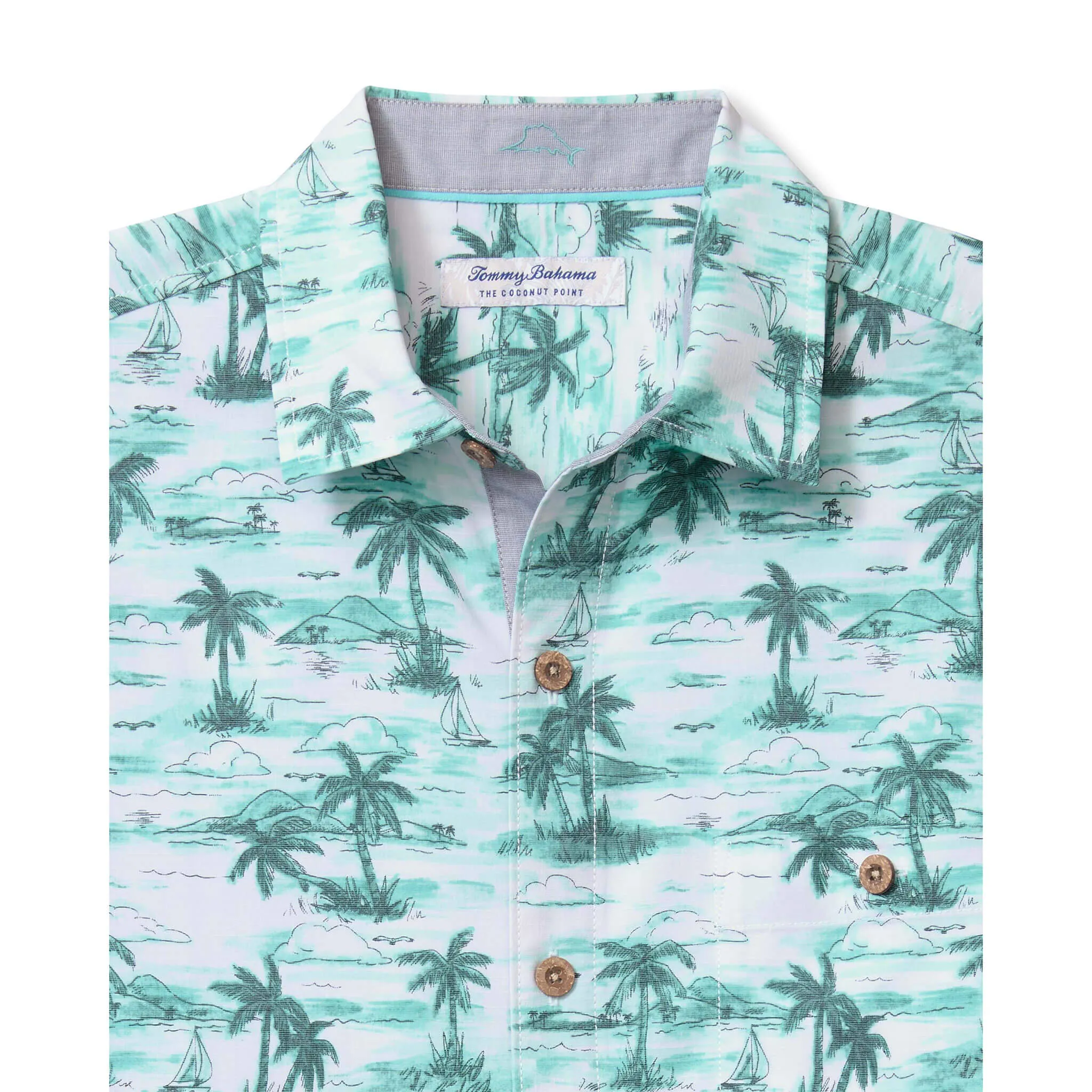 Tommy Bahama Men's IslandZone Coastal Ease Echo Isles Camp Shirt - Island Ice Tommy Bahama Clothing