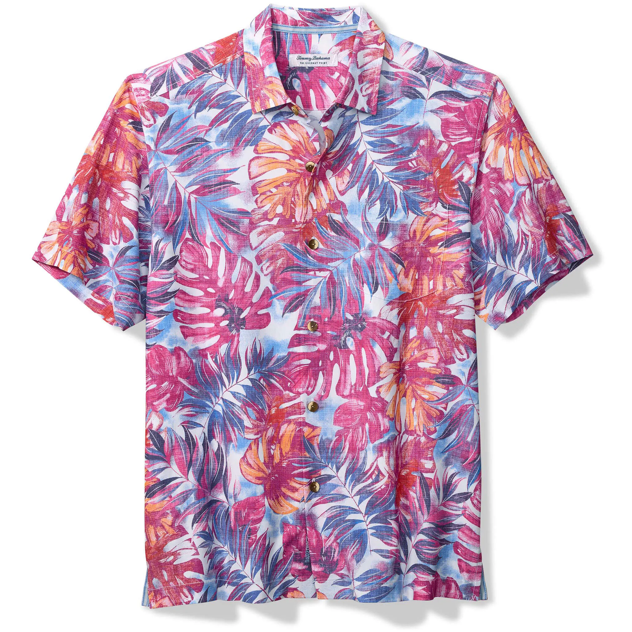Tommy Bahama Men's IslandZone Coastal Ease Frond Fiesta Camp Shirt - Very Berry Mens Tommy Bahama
