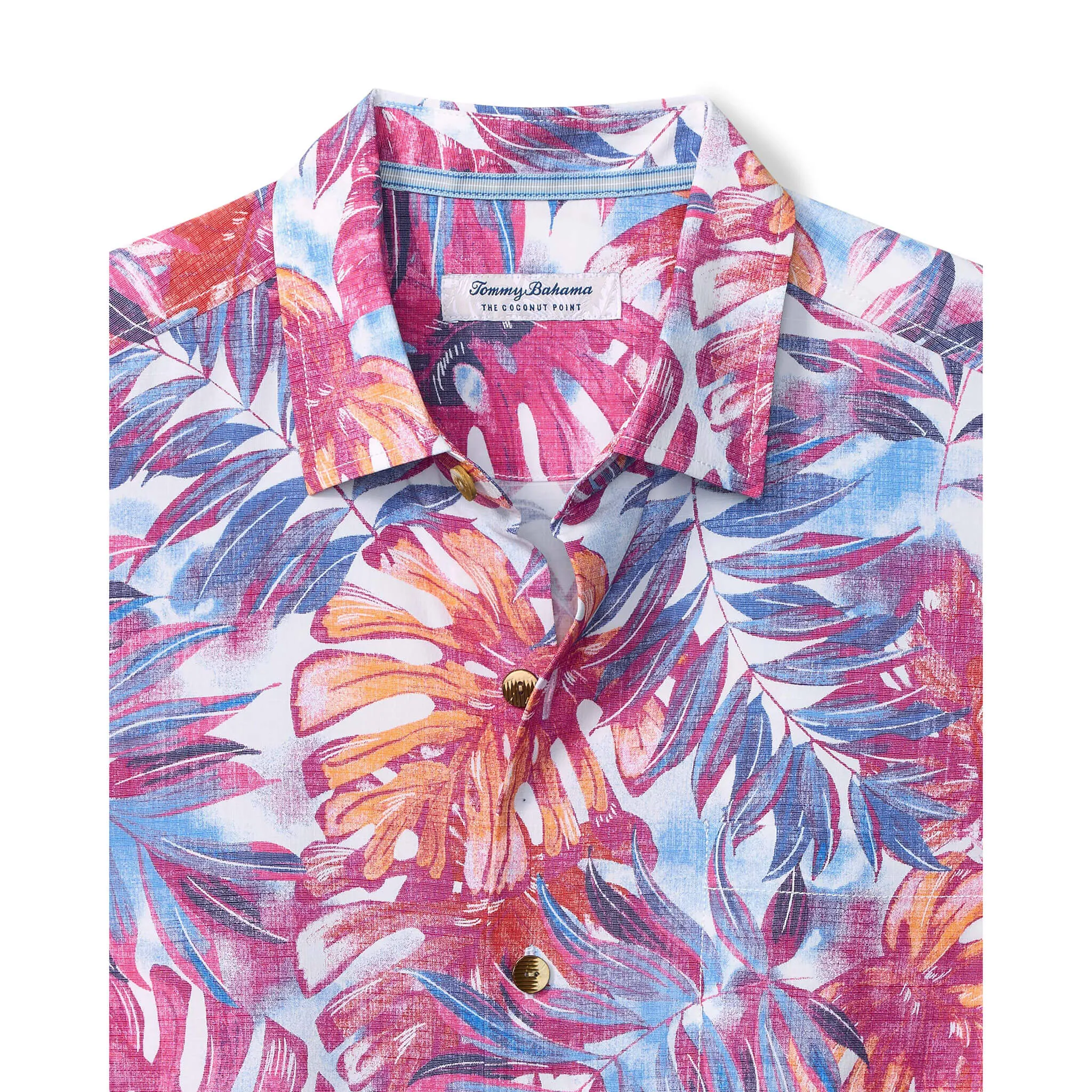 Tommy Bahama Men's IslandZone Coastal Ease Frond Fiesta Camp Shirt - Very Berry Tommy Bahama Clothing