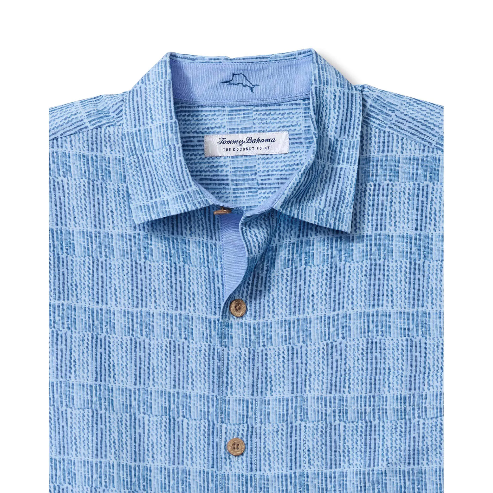 Tommy Bahama Men's IslandZone Coastal Ease Siena Geo Camp Shirt - Chambray Blue Mens Tommy Bahama
