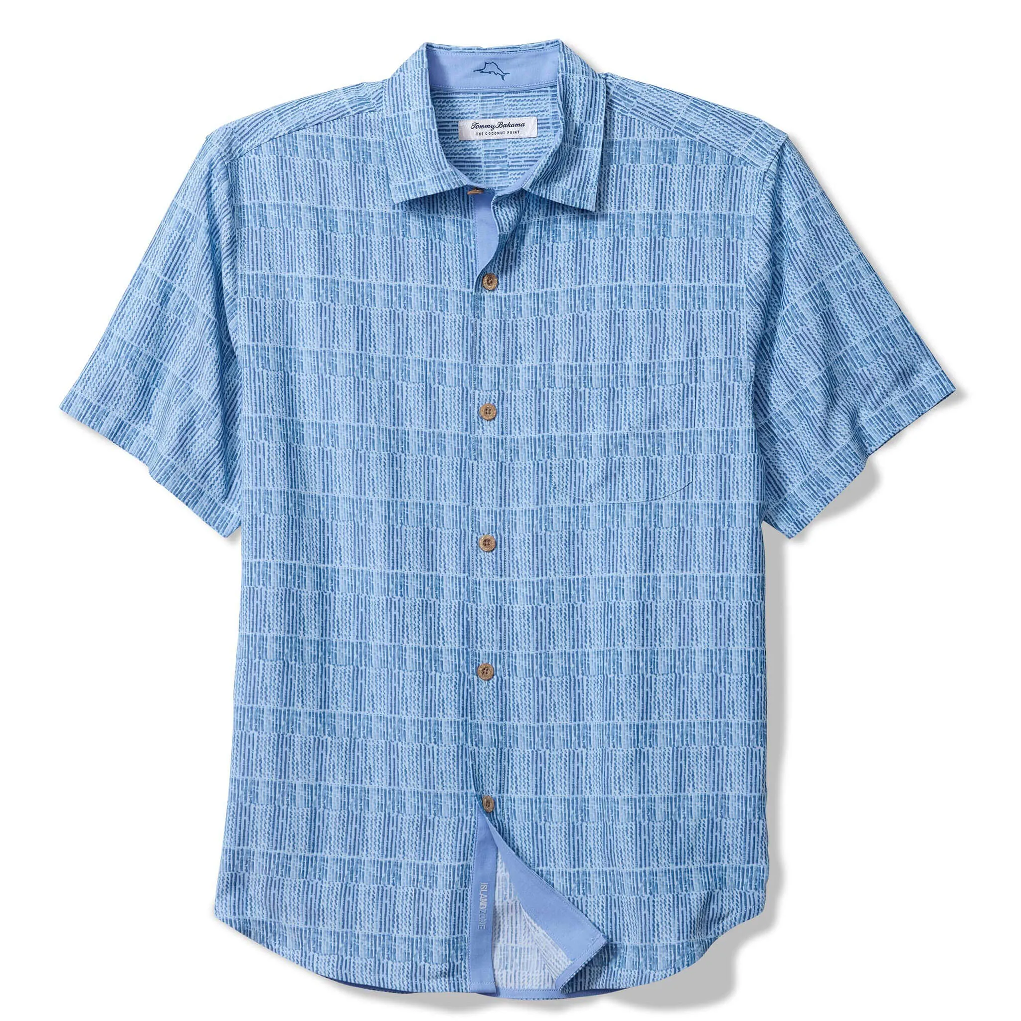 Tommy Bahama Men's IslandZone Coastal Ease Siena Geo Camp Shirt - Chambray Blue Mens Tommy Bahama