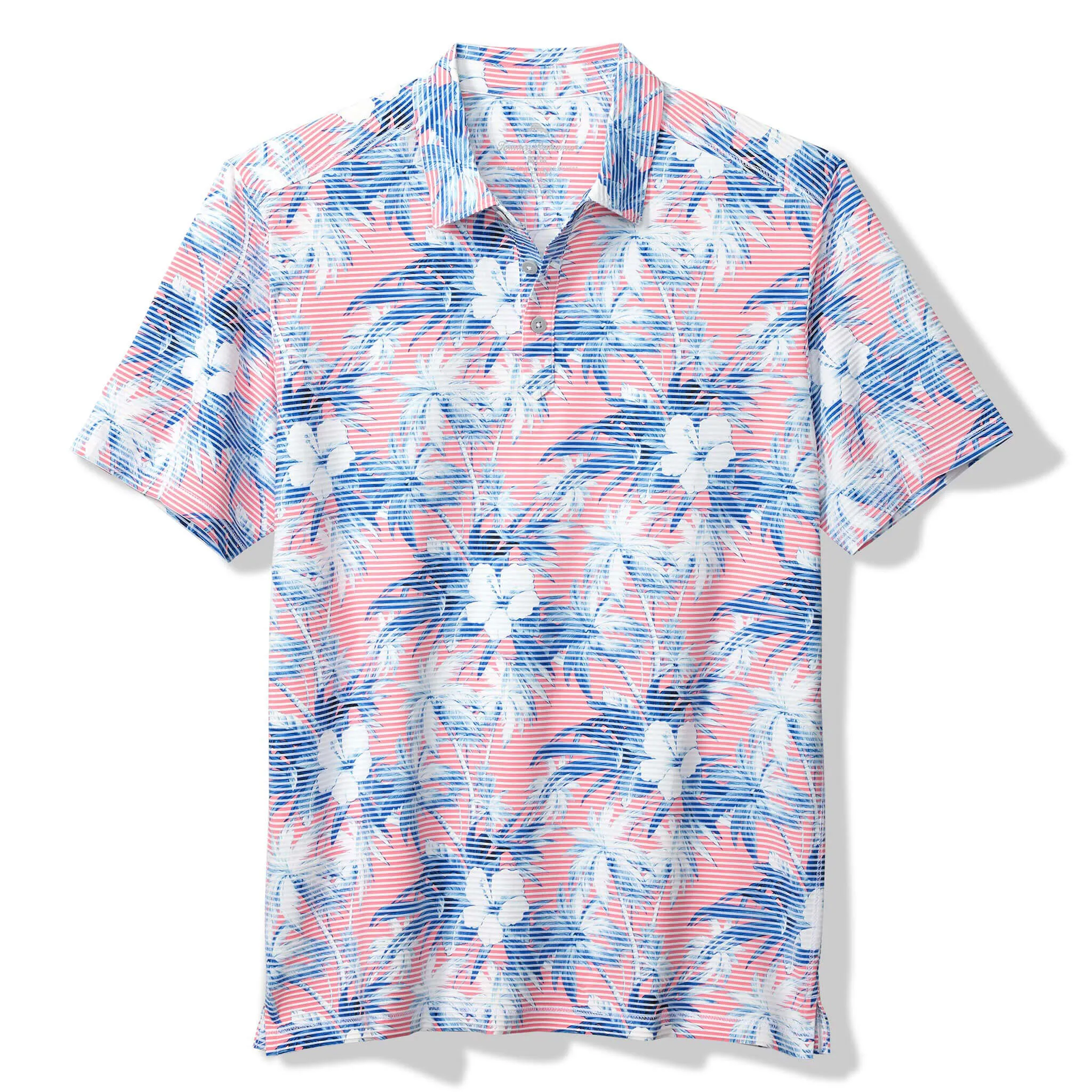 Tommy Bahama Men's IslandZone Costa Wave Hibiscus Isle Polo Shirt - Cabana Pink Tommy Bahama Clothing