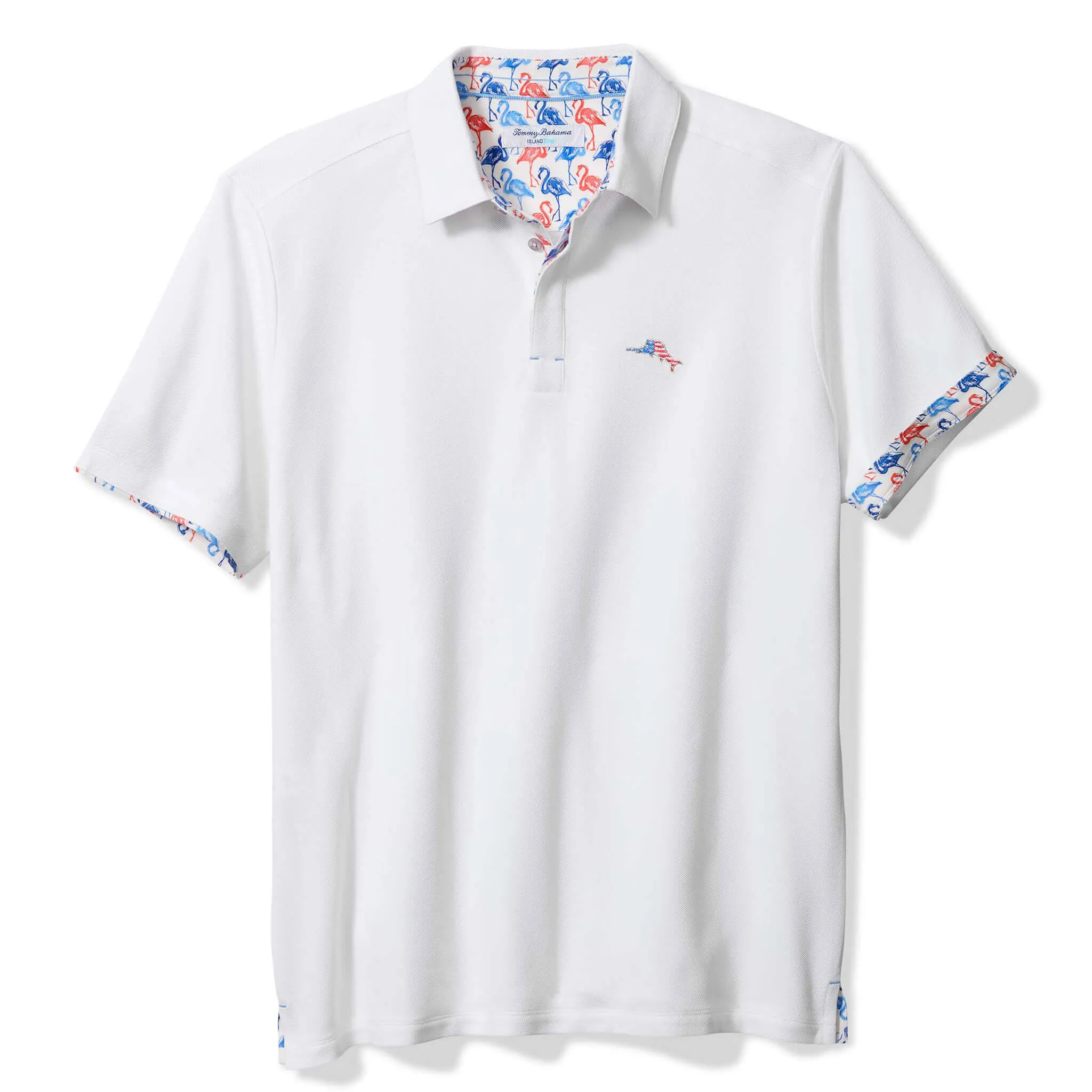 Tommy Bahama Men's IslandZone Flamingo Mingle Five O'Clock Polo Shirt - Bright White Tommy Bahama Clothing