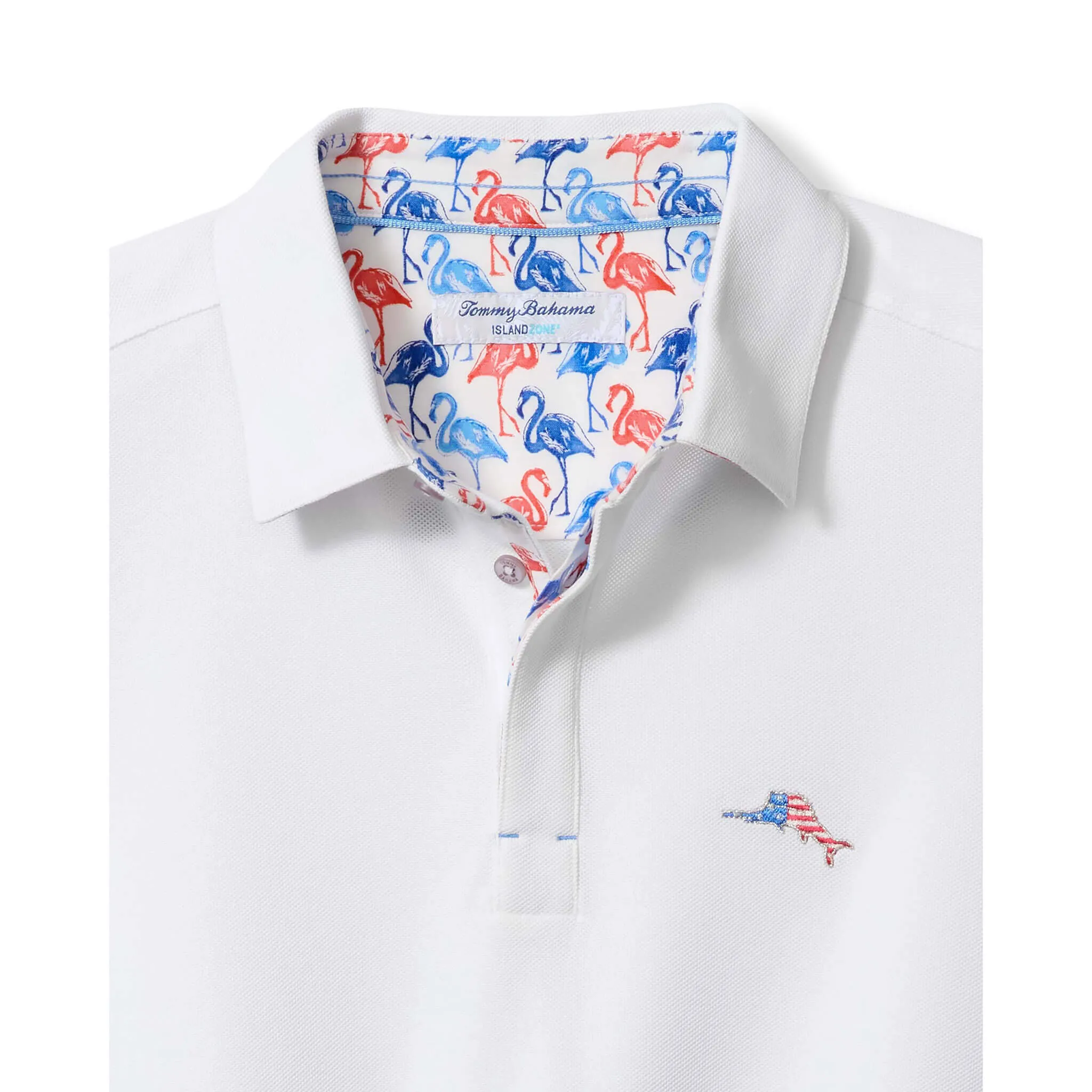 Tommy Bahama Men's IslandZone Flamingo Mingle Five O'Clock Polo Shirt - Bright White Tommy Bahama Clothing