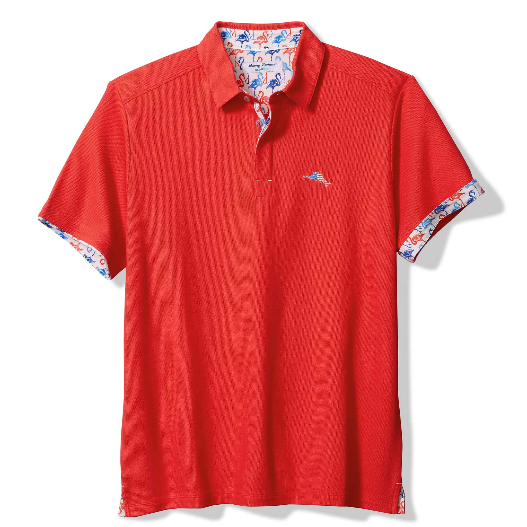 Tommy Bahama Men's IslandZone Flamingo Mingle Five O'Clock Polo Shirt - Poppy Red Tommy Bahama Clothing