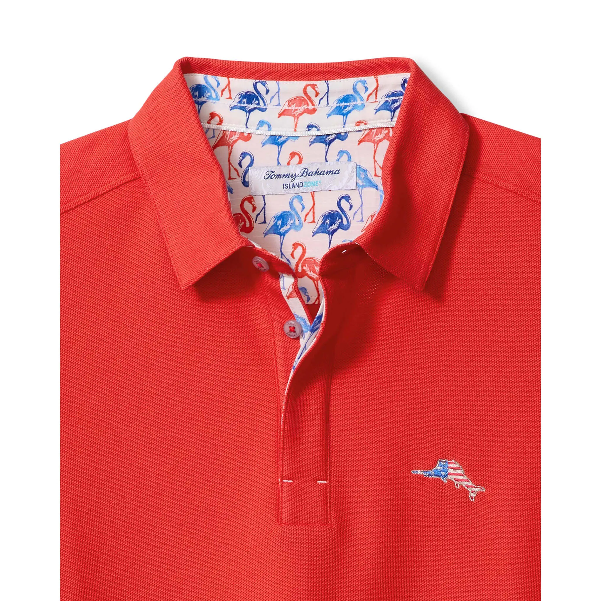 Tommy Bahama Men's IslandZone Flamingo Mingle Five O'Clock Polo Shirt - Poppy Red Tommy Bahama Clothing