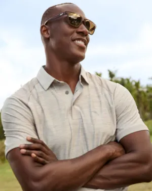Tommy Bahama Men's IslandZone Palm Coast Pro Polo Shirt - Cobblestone Mens Tommy Bahama