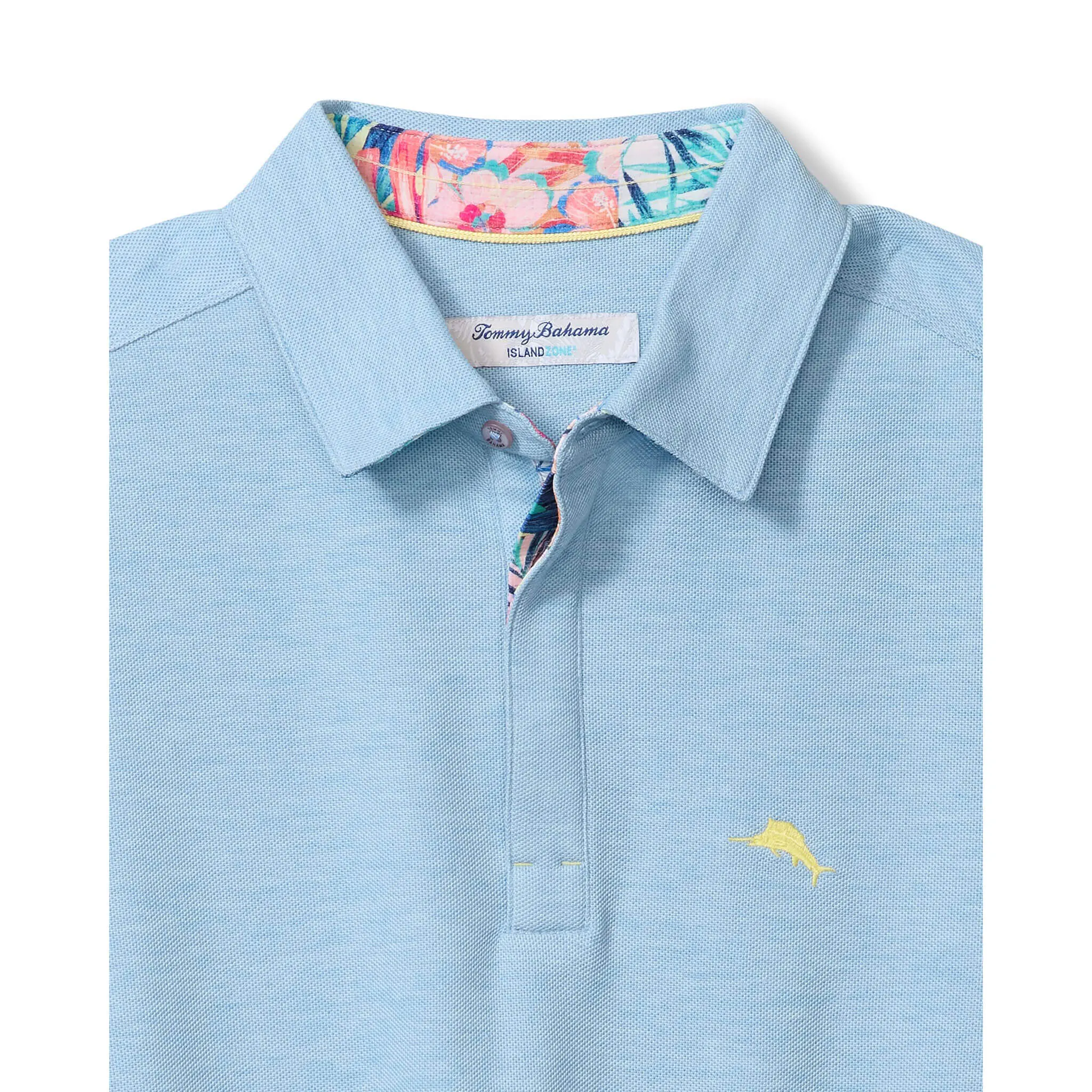 Tommy Bahama Men's IslandZone Positano Palms Five O'Clock Polo Shirt - Vacation Blue Heather Tommy Bahama Clothing