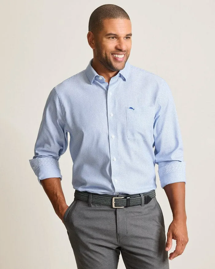 Tommy Bahama Men's IslandZone Sarasota Stretch Ventura Coast Sport Shirt - Vacation Blue Mens Tommy Bahama