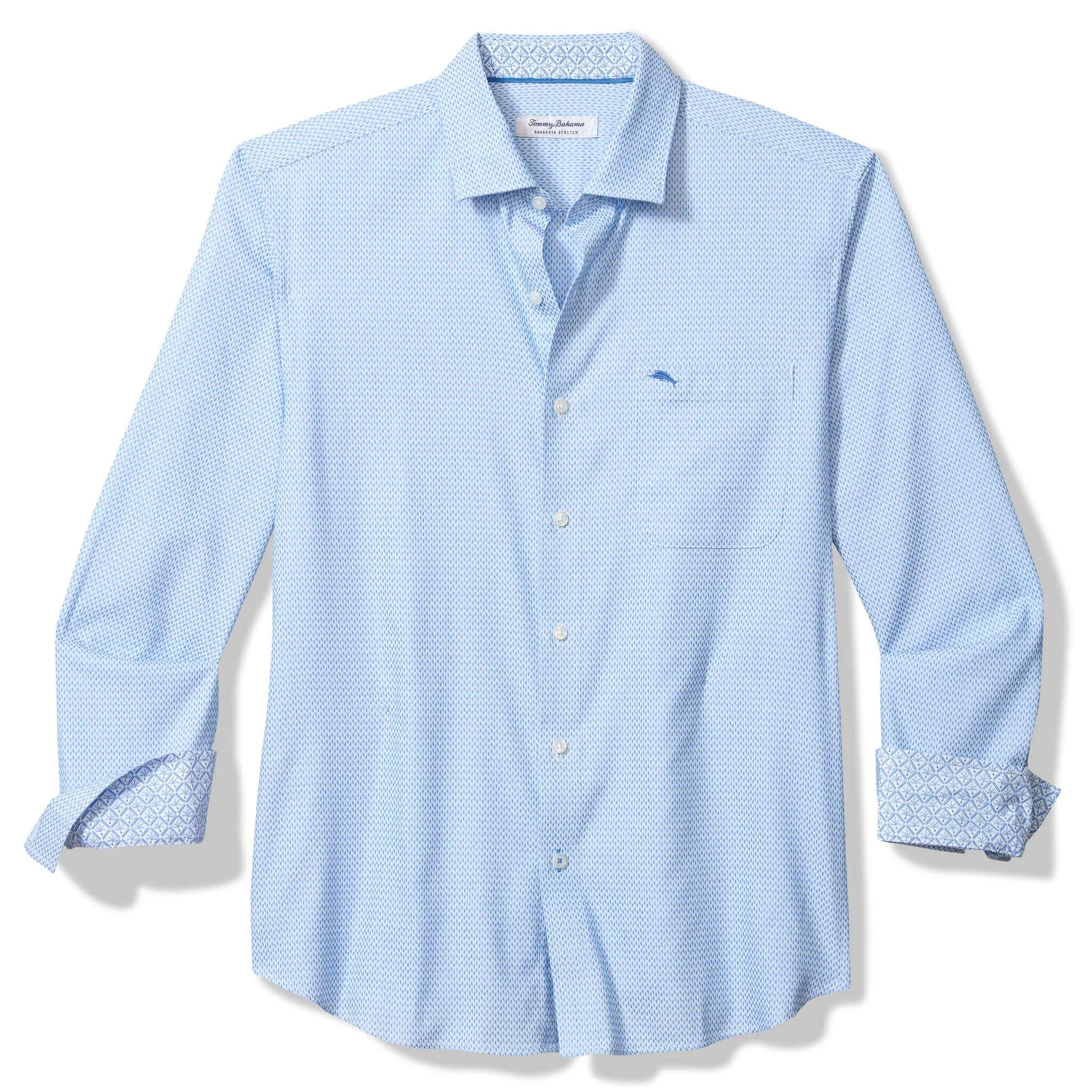 Tommy Bahama Men's IslandZone Sarasota Stretch Ventura Coast Sport Shirt - Vacation Blue Mens Tommy Bahama