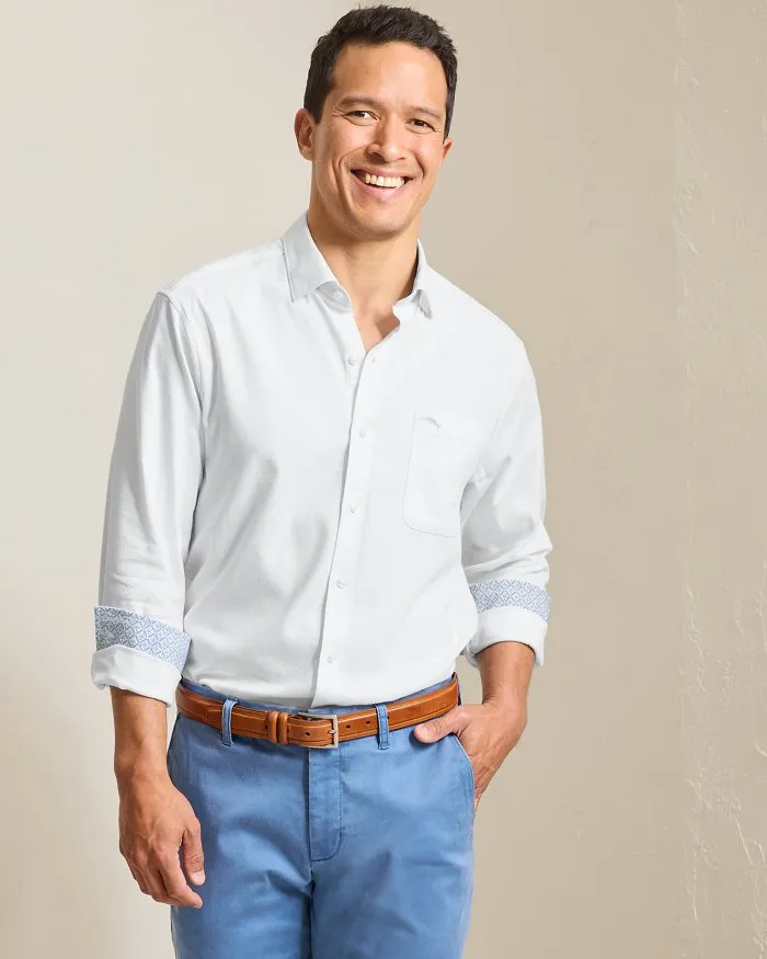 Tommy Bahama Men's IslandZone Sarasota Stretch Ventura Coast Sport Shirt - White Mens Tommy Bahama