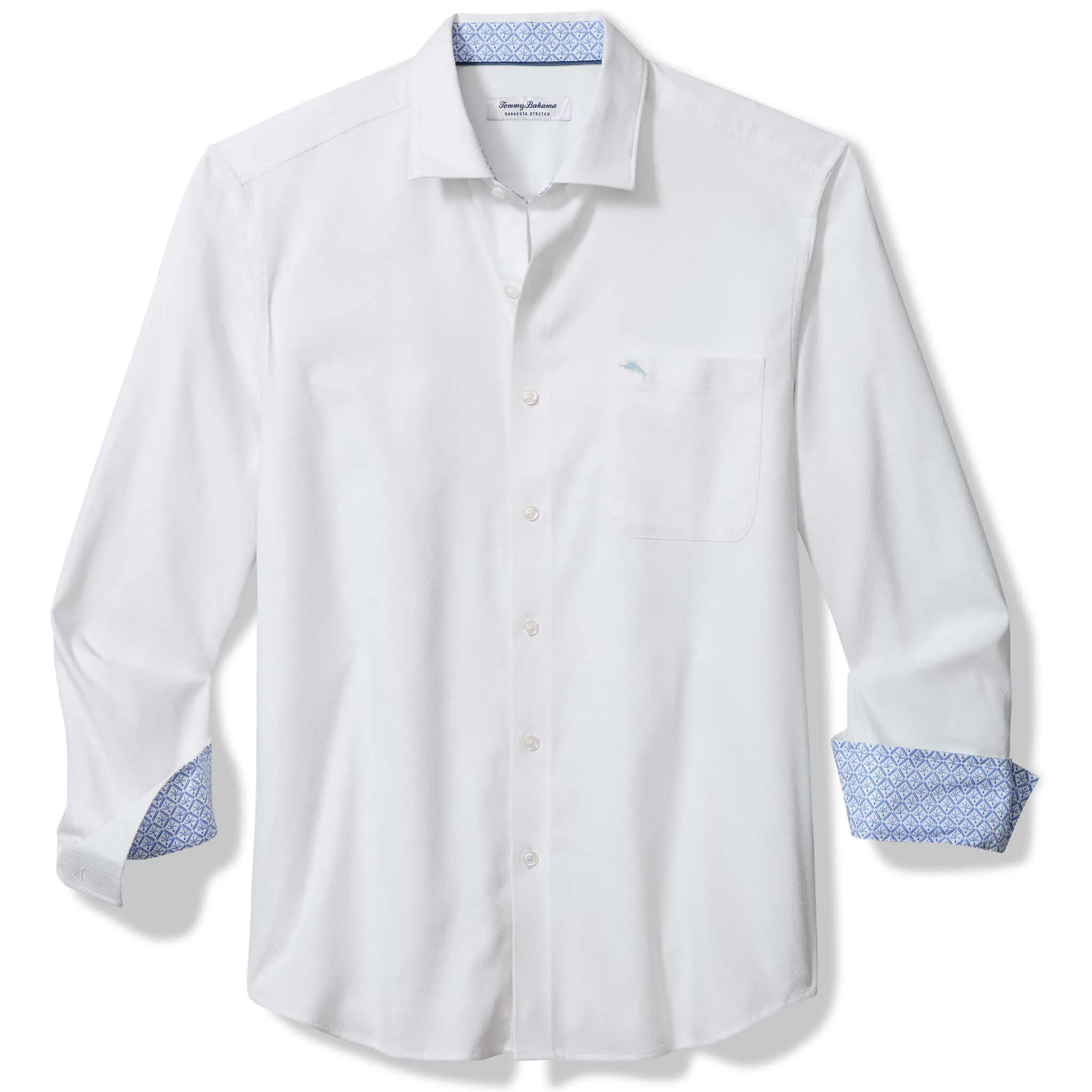 Tommy Bahama Men's IslandZone Sarasota Stretch Ventura Coast Sport Shirt - White Mens Tommy Bahama