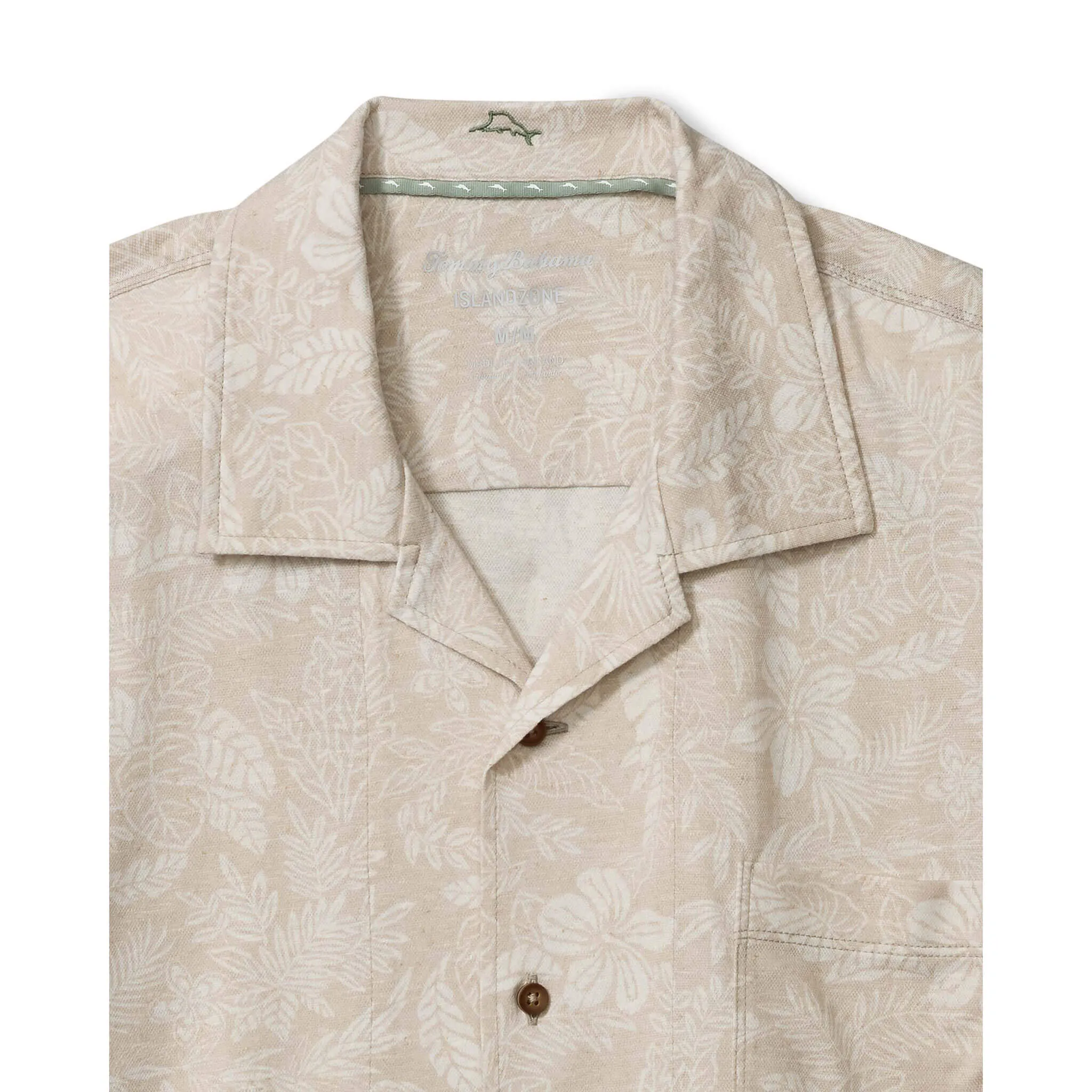Tommy Bahama Men's IslandZone Vista Mar Leaf It To Me Camp Shirt - Khaki Sands Tommy Bahama Clothing