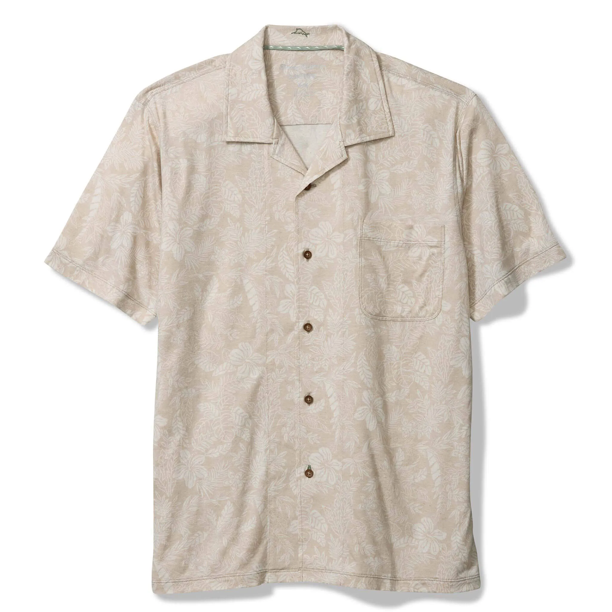 Tommy Bahama Men's IslandZone Vista Mar Leaf It To Me Camp Shirt - Khaki Sands Tommy Bahama Clothing