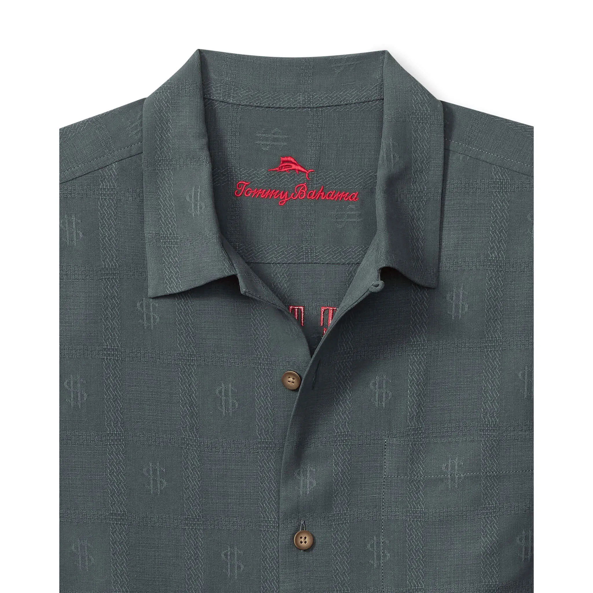 Tommy Bahama Men's King Of The Jungle Embroidered Silk Camp Shirt - Wire Rim Mens Tommy Bahama