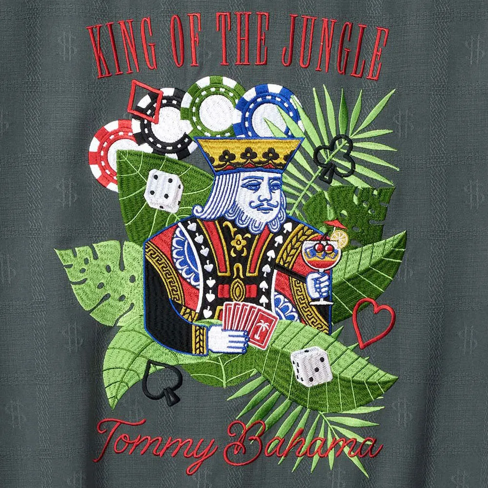 Tommy Bahama Men's King Of The Jungle Embroidered Silk Camp Shirt - Wire Rim Mens Tommy Bahama