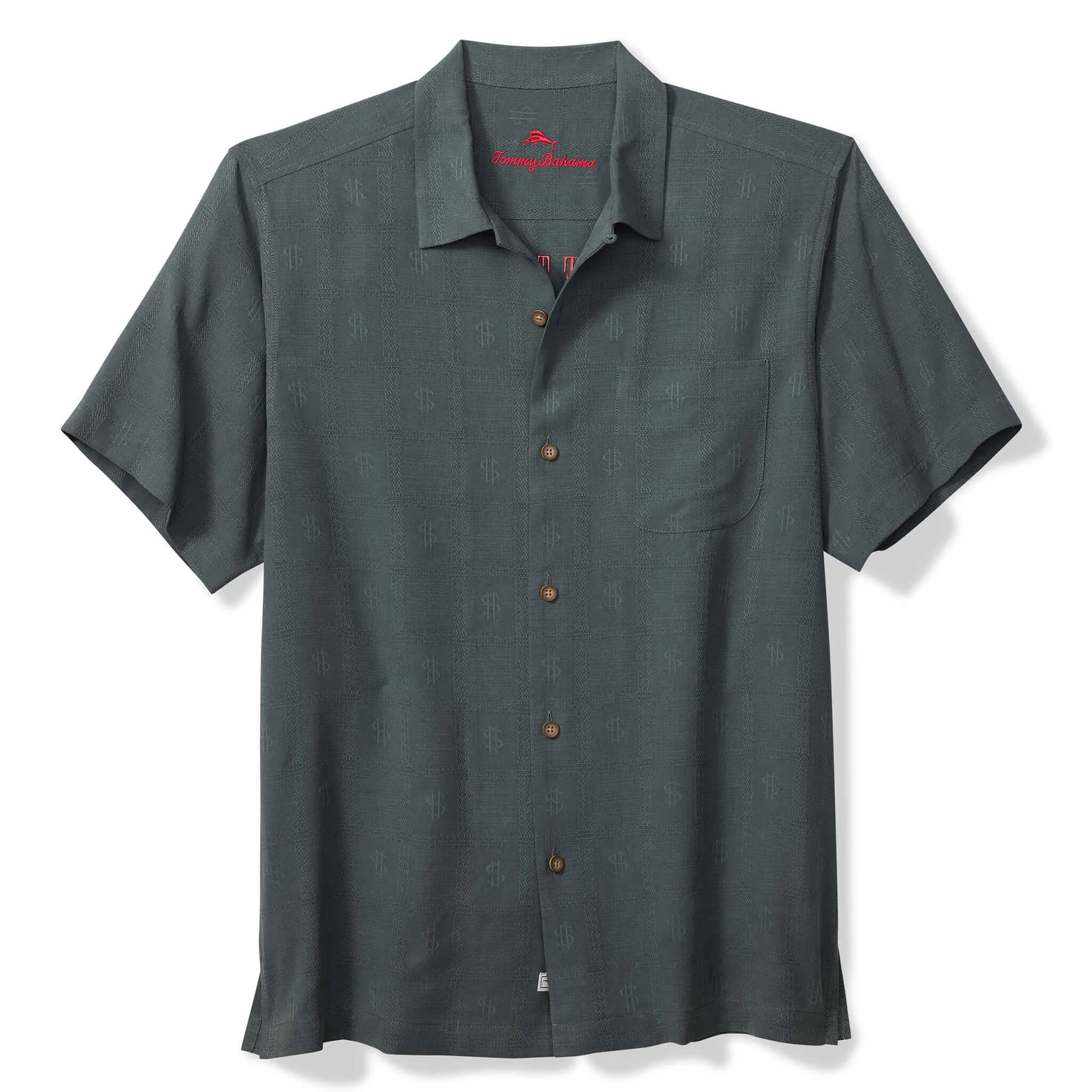 Tommy Bahama Men's King Of The Jungle Embroidered Silk Camp Shirt - Wire Rim Mens Tommy Bahama