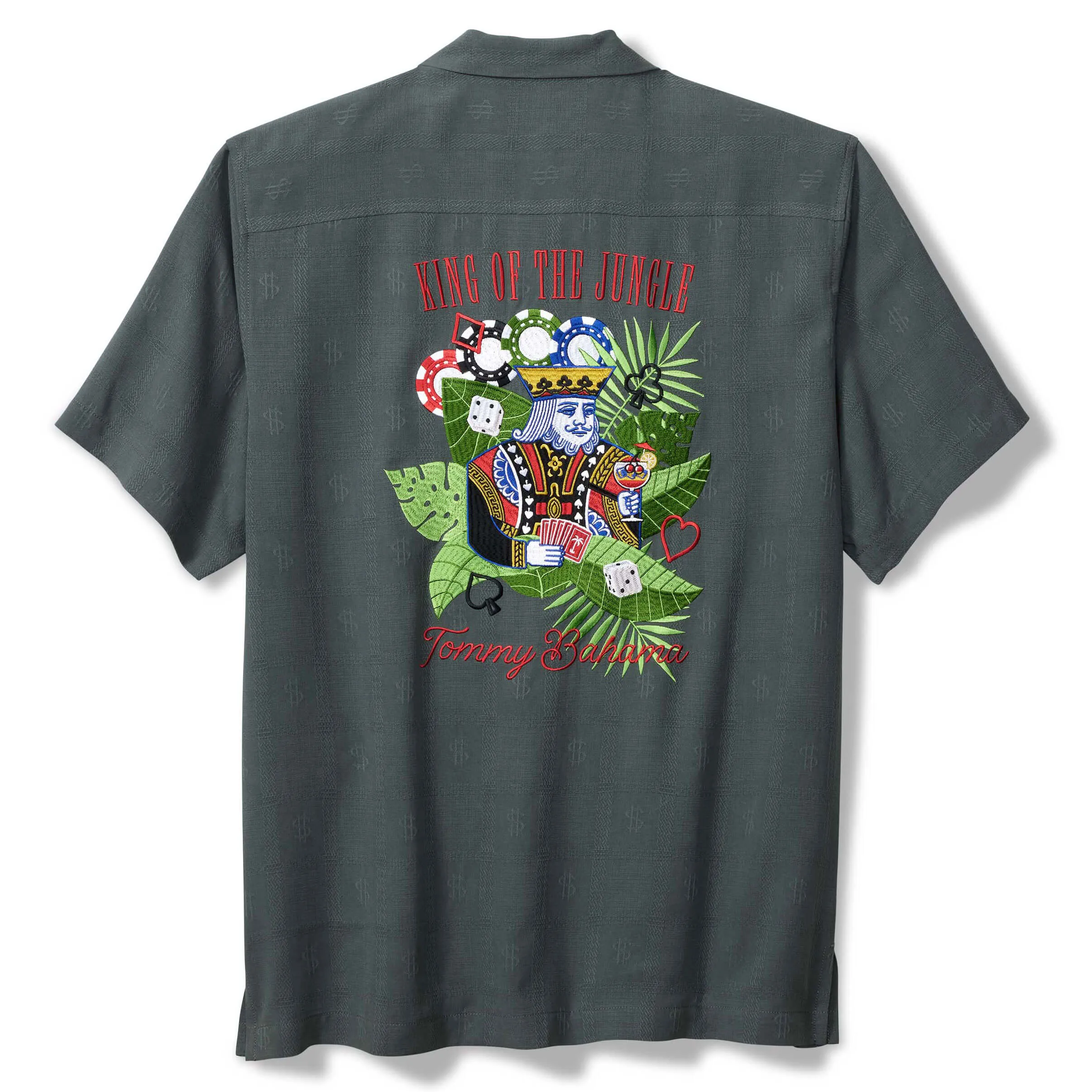 Tommy Bahama Men's King Of The Jungle Embroidered Silk Camp Shirt - Wire Rim Mens Tommy Bahama