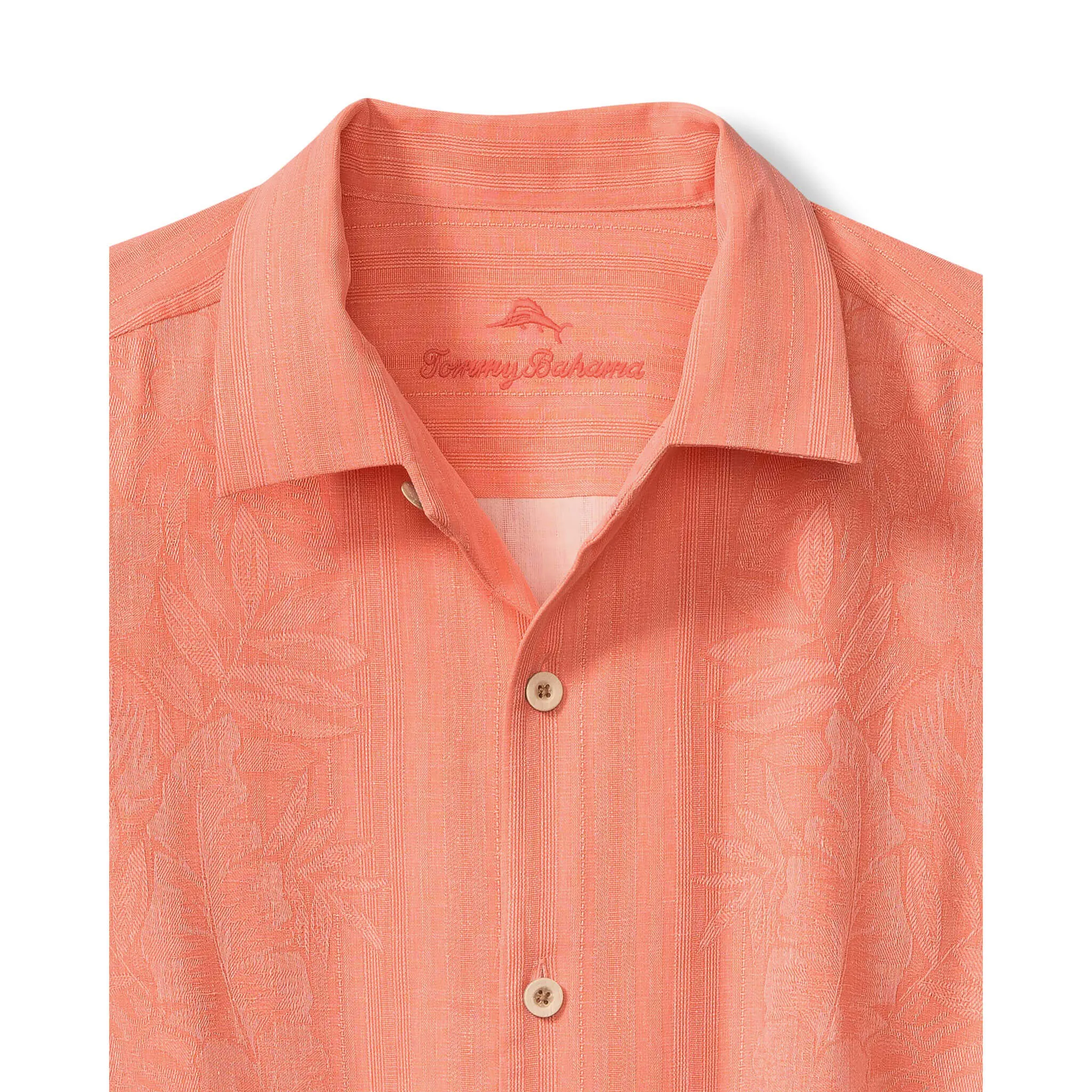 Tommy Bahama Men's Maui Border Silk Camp Shirt - Bright Peach Mens Tommy Bahama