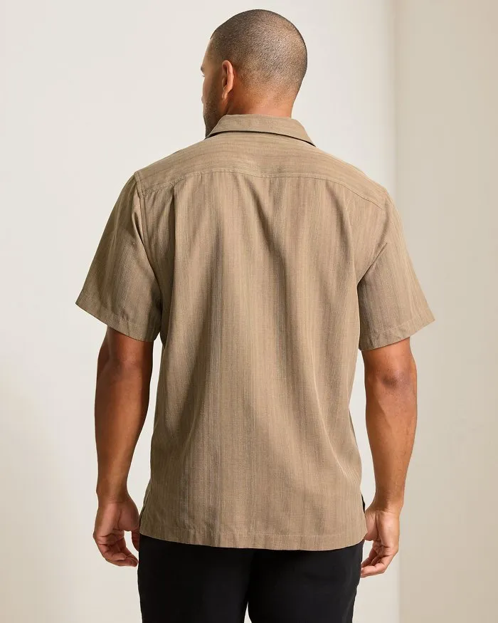 Tommy Bahama Men's Maui Border Silk Camp Shirt - Soft Brown Tommy Bahama Clothing
