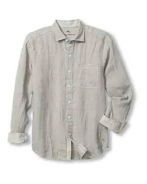 Tommy Bahama Men's Paradise Breezer Long Sleeve Linen Sport Shirt - Natural Mens Tommy Bahama