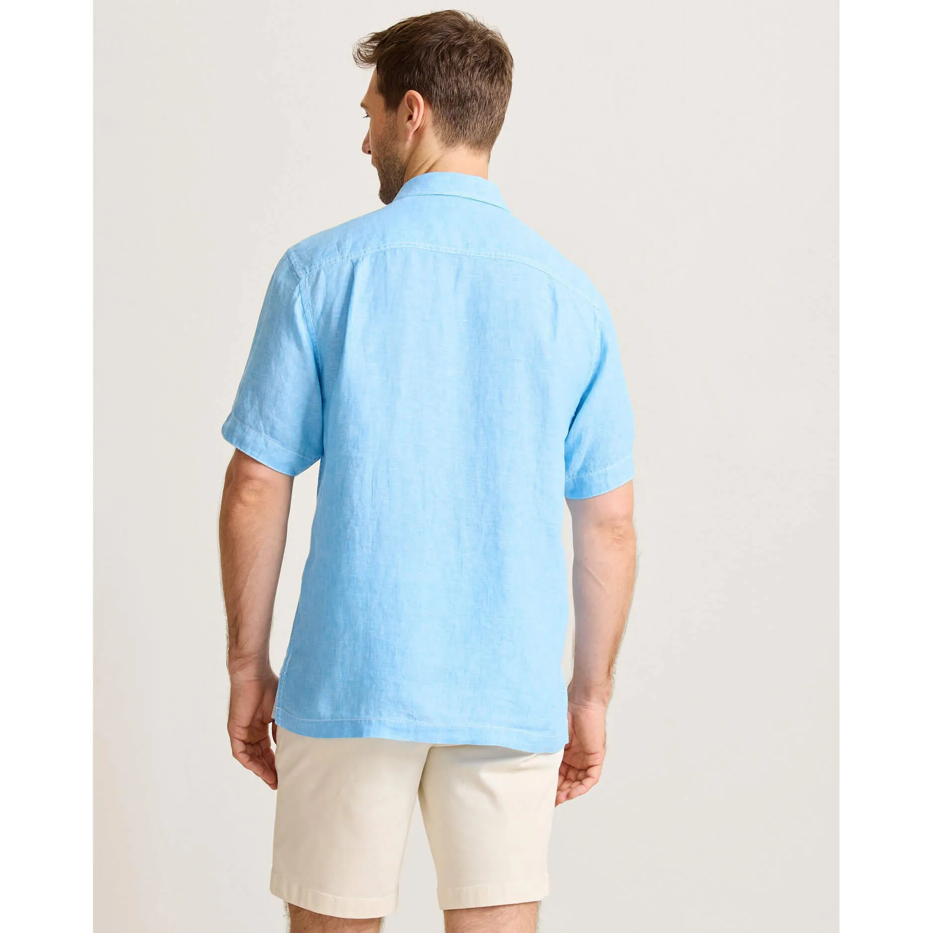 Tommy Bahama Men's Paradise Breezer Short Sleeve Linen Camp Shirt - Glass Bead Blue Tommy Bahama Clothing