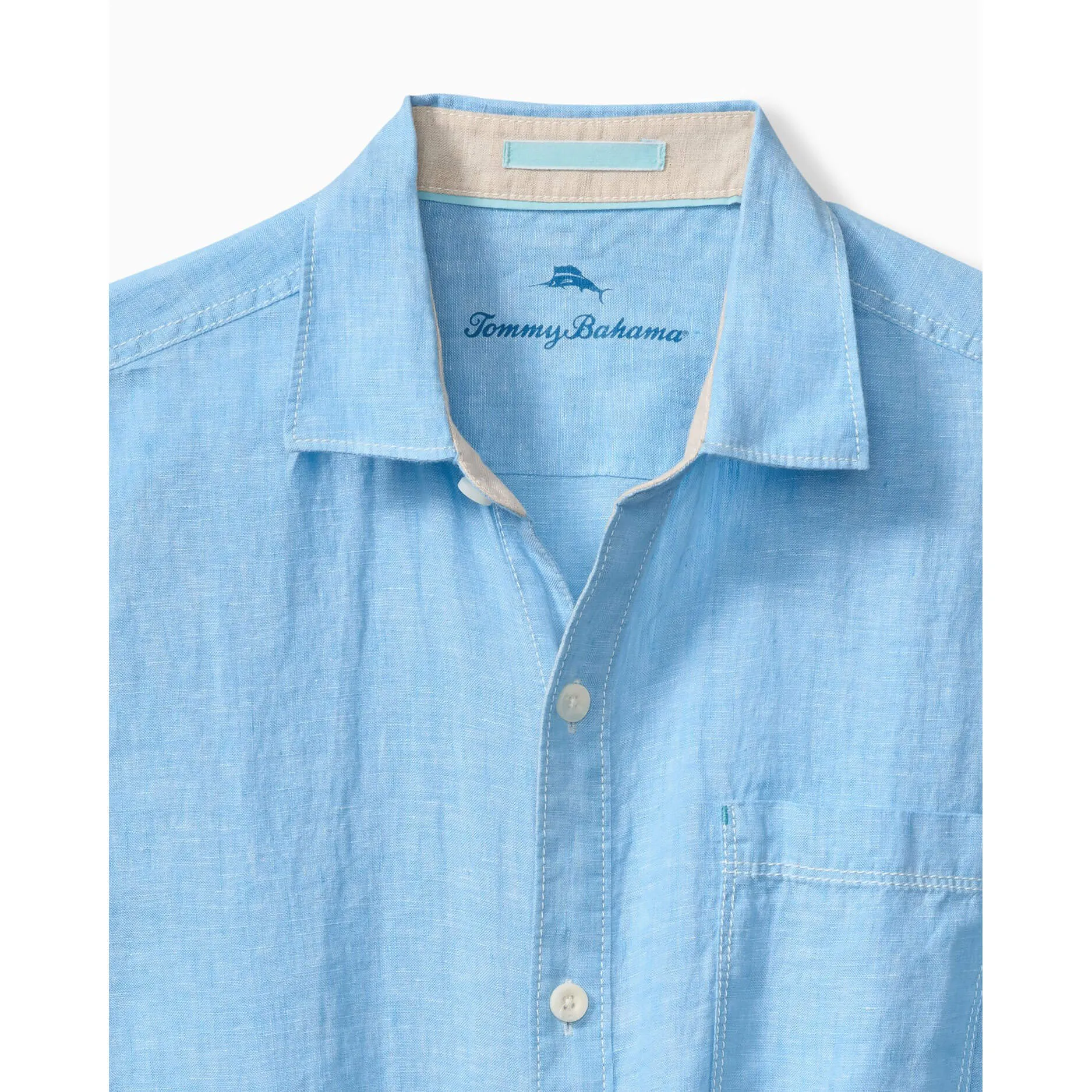 Tommy Bahama Men's Paradise Breezer Short Sleeve Linen Camp Shirt - Glass Bead Blue Tommy Bahama Clothing
