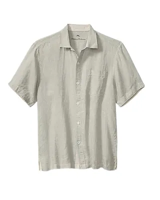 Tommy Bahama Men's Paradise Breezer Short Sleeve Linen Camp Shirt - Natural Mens Tommy Bahama