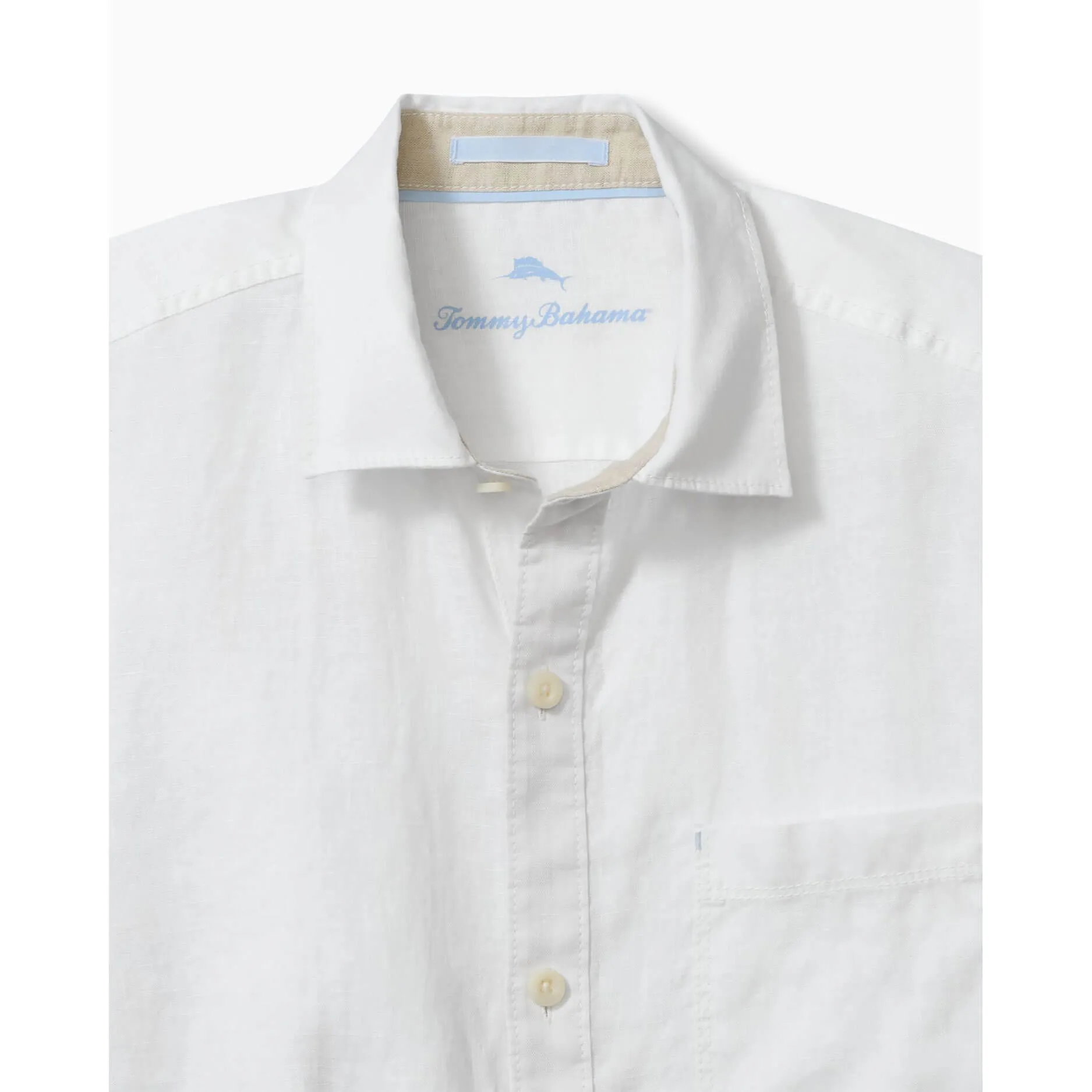 Tommy Bahama Men's Paradise Breezer Short Sleeve Linen Camp Shirt - White Mens Tommy Bahama
