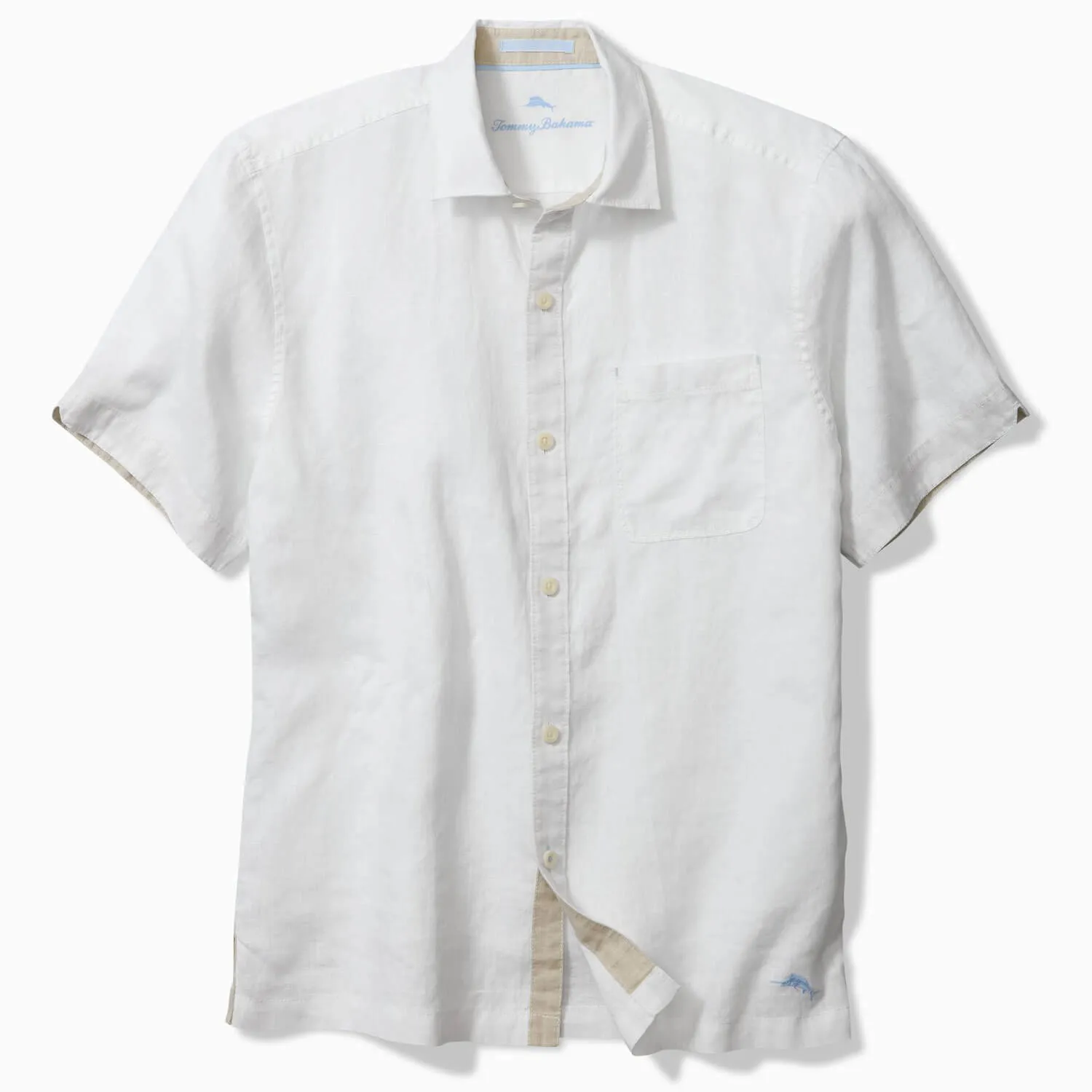 Tommy Bahama Men's Paradise Breezer Short Sleeve Linen Camp Shirt - White Mens Tommy Bahama