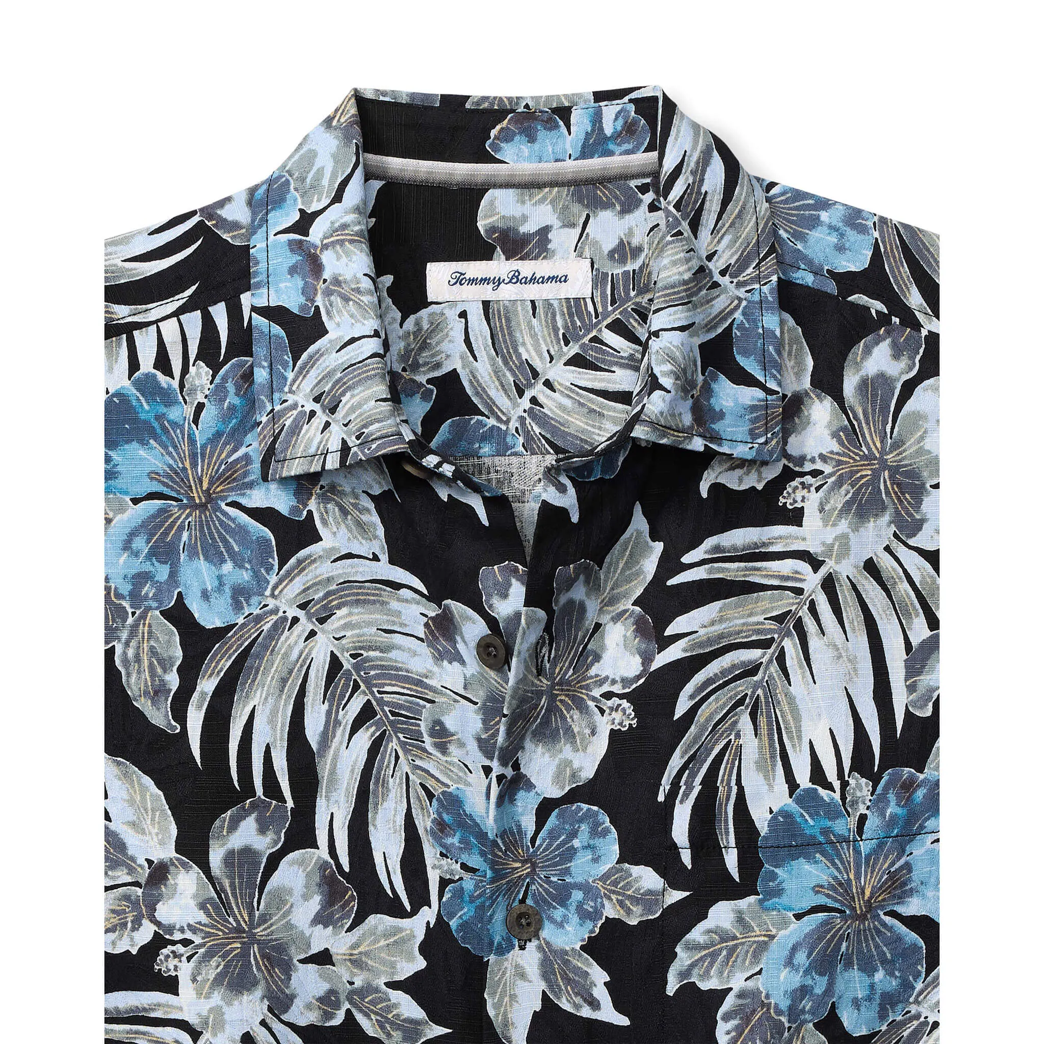 Tommy Bahama Men's Ravello Blooms Silk Camp Shirt - Matte Black Mens Tommy Bahama