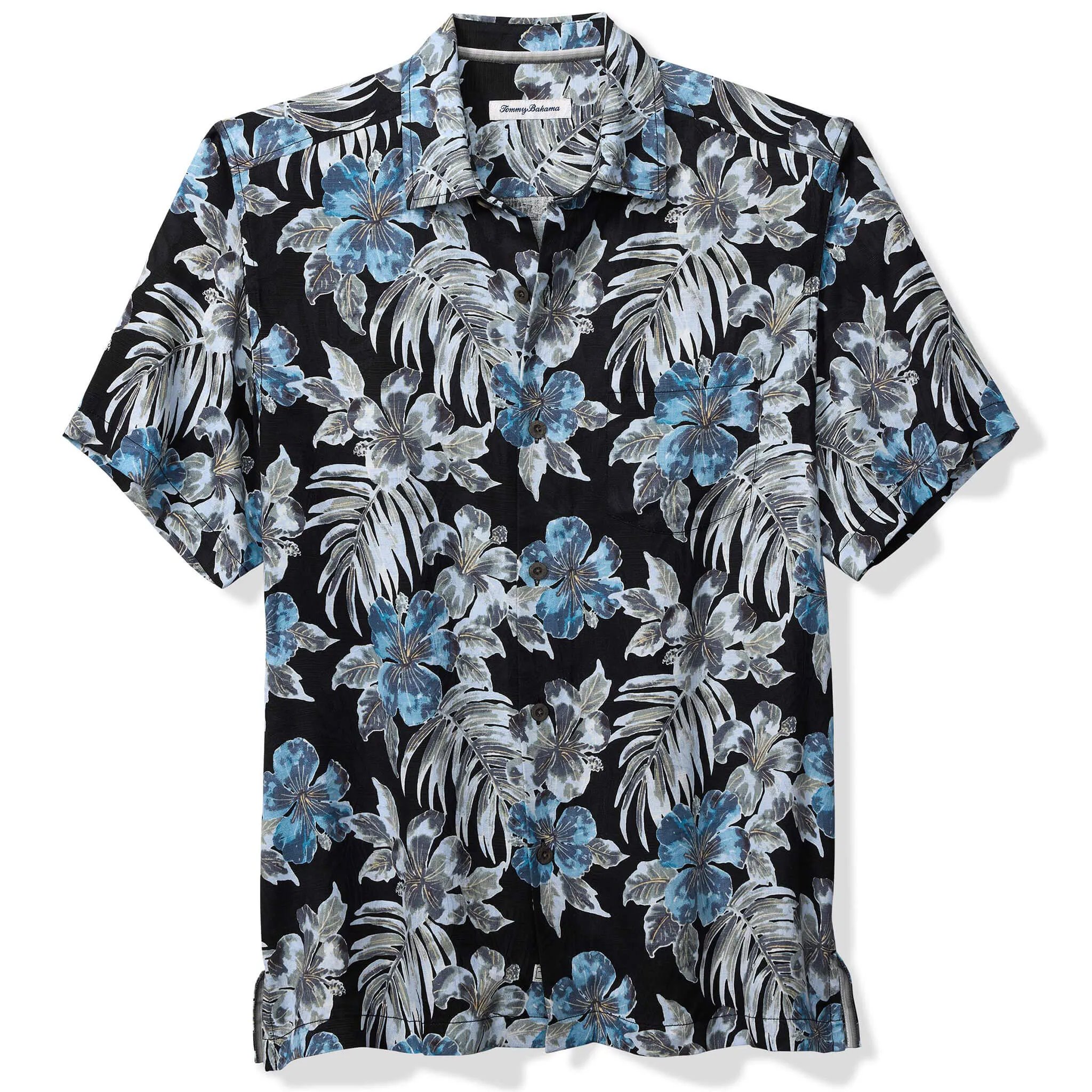 Tommy Bahama Men's Ravello Blooms Silk Camp Shirt - Matte Black Mens Tommy Bahama