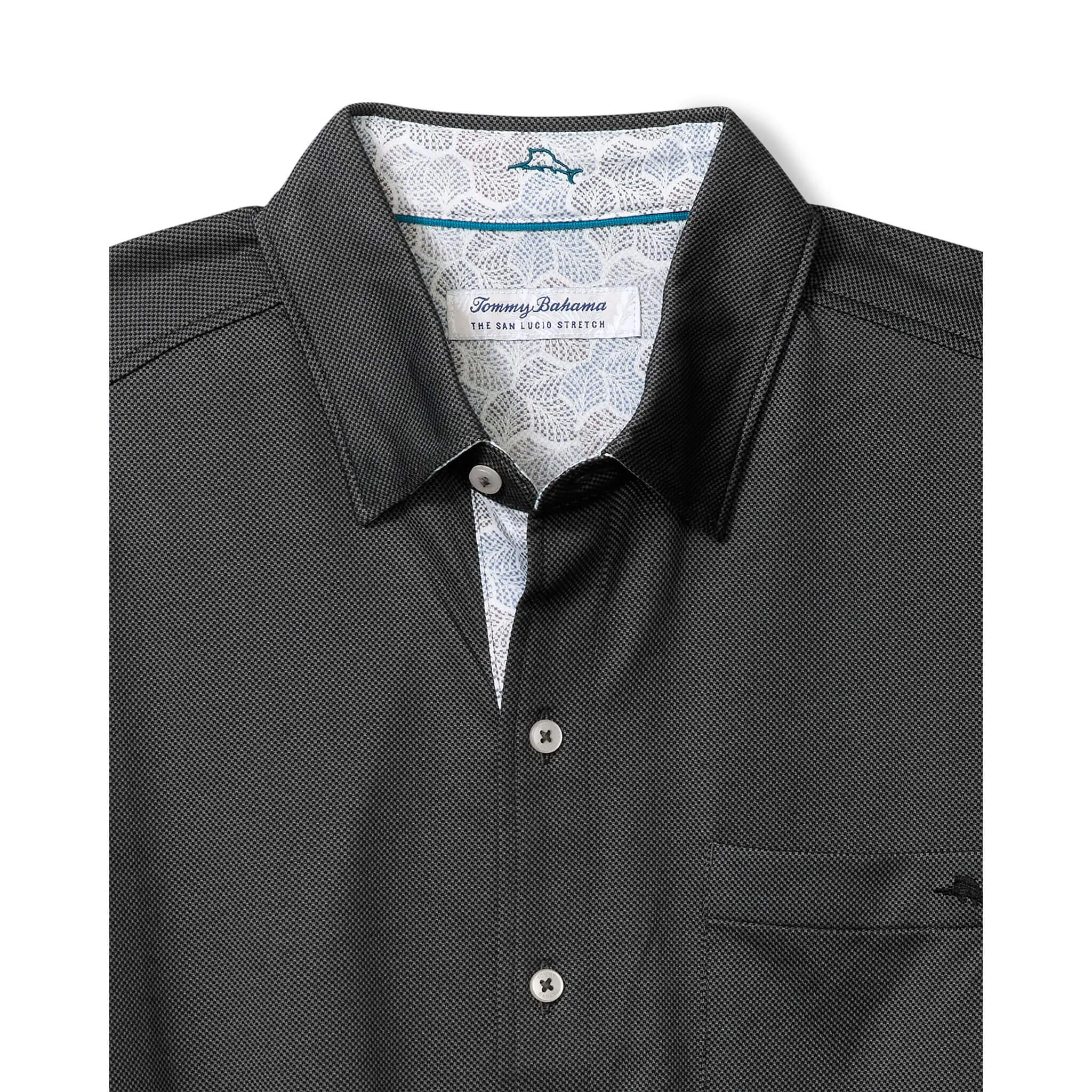 Tommy Bahama Men's San Lucio Tri Leaf Geo Happy Camp Shirt - Coal Mens Tommy Bahama