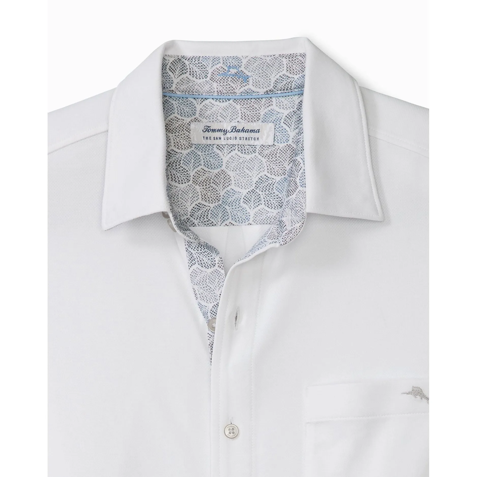 Tommy Bahama Men's San Lucio Tri Leaf Geo Happy Camp Shirt - White Mens Tommy Bahama
